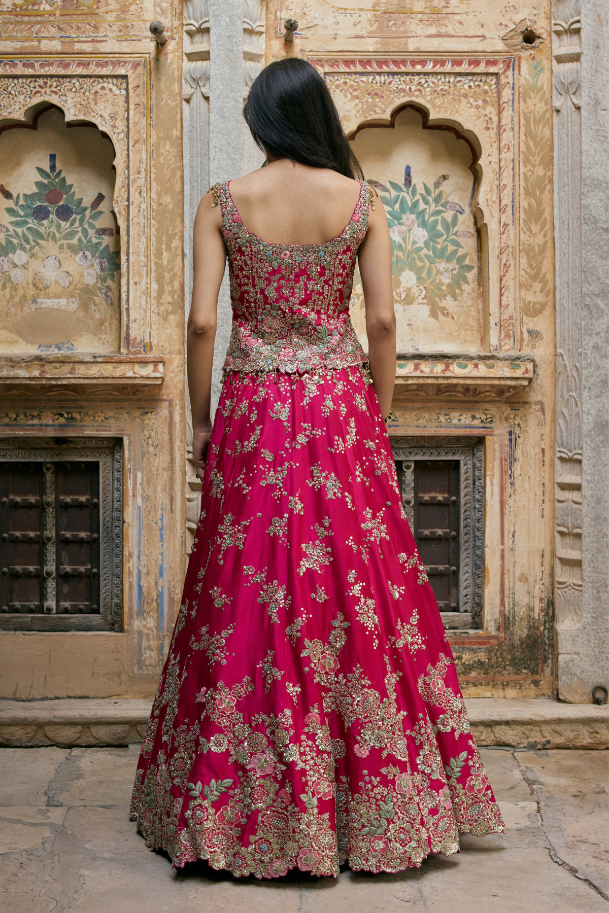 Ruby Pink Embroidered Lehenga Set