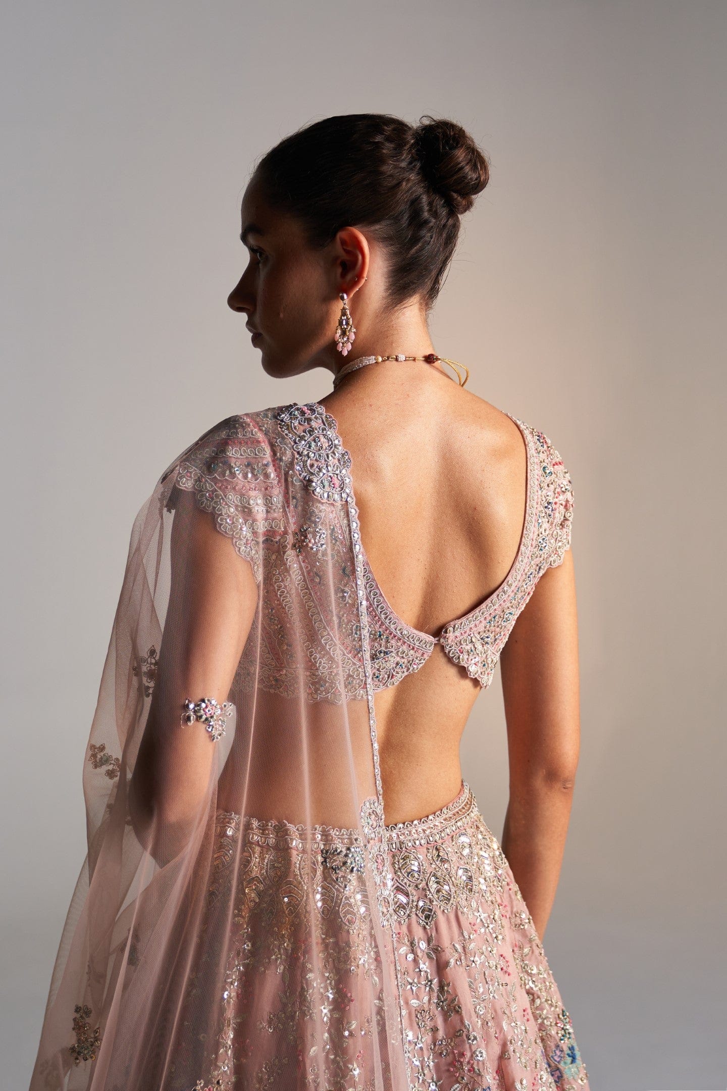 Camellia pink aaplique embrioidery lehenga set