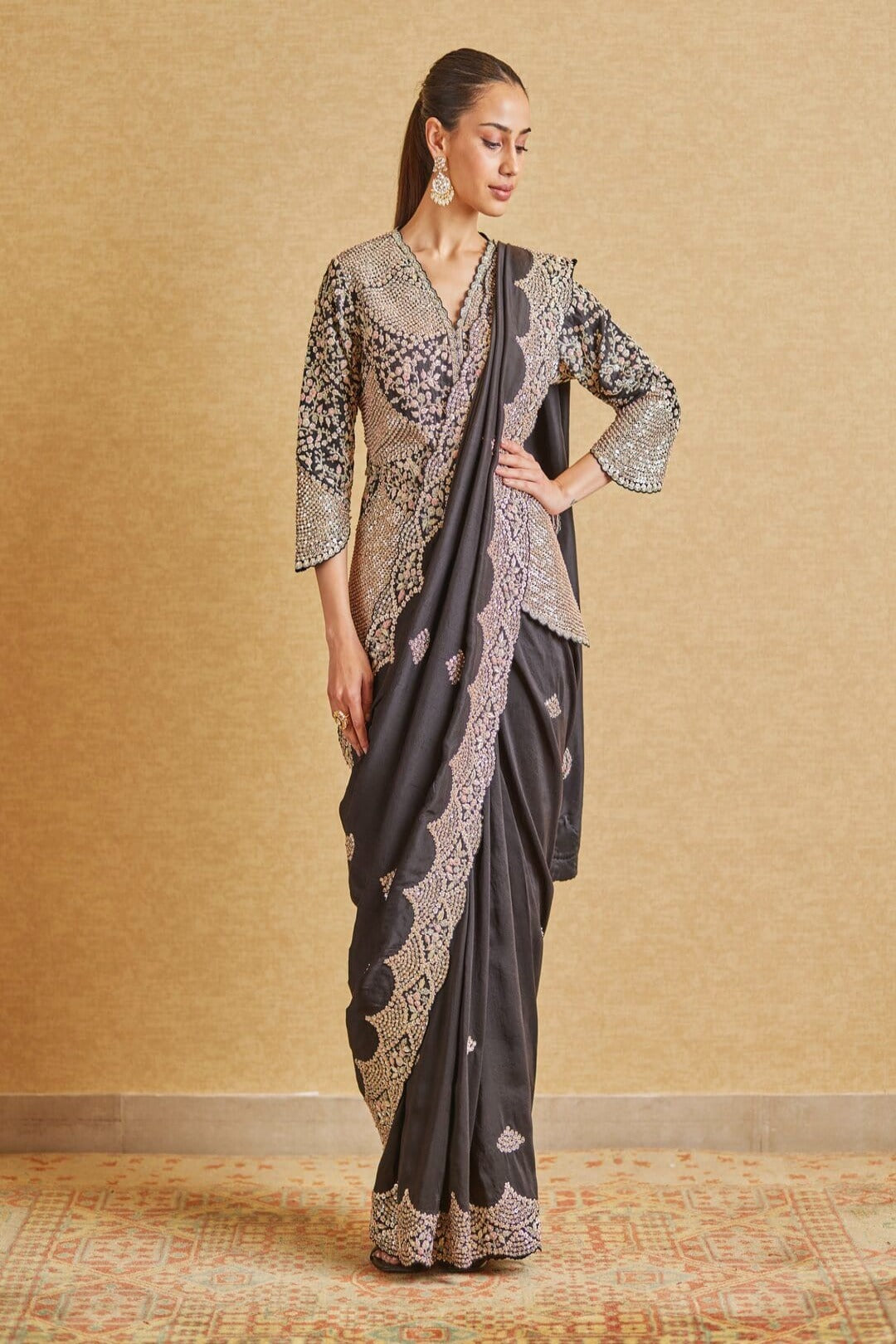 Black Embroidered Saree