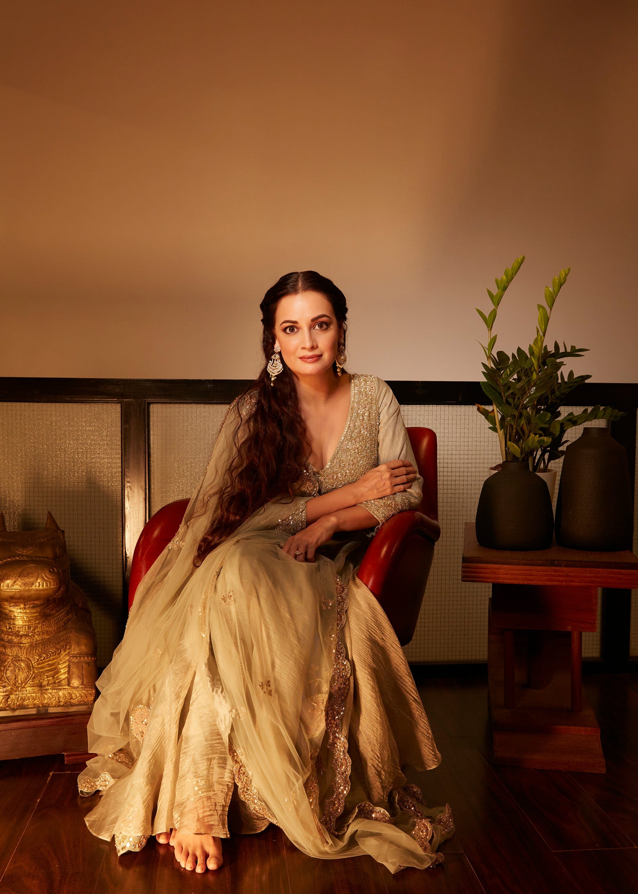 Tea Green Tissue Anarkali Set