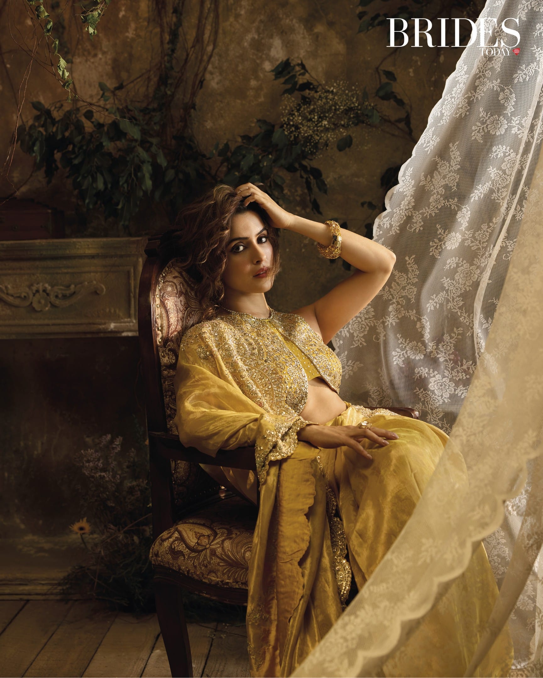 Honey Gold Tissue Saree Set