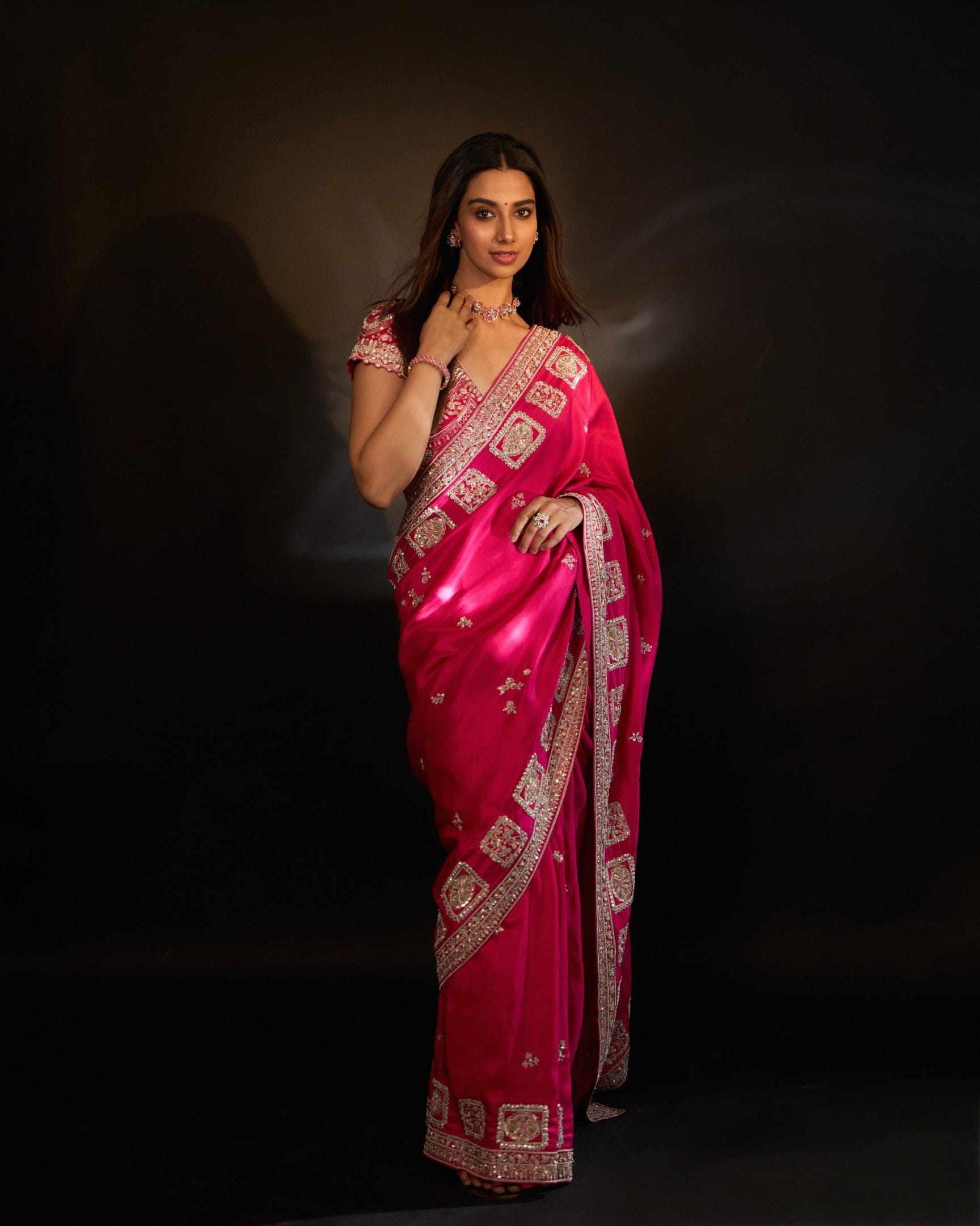 Scarlet Embroidered Saree Set