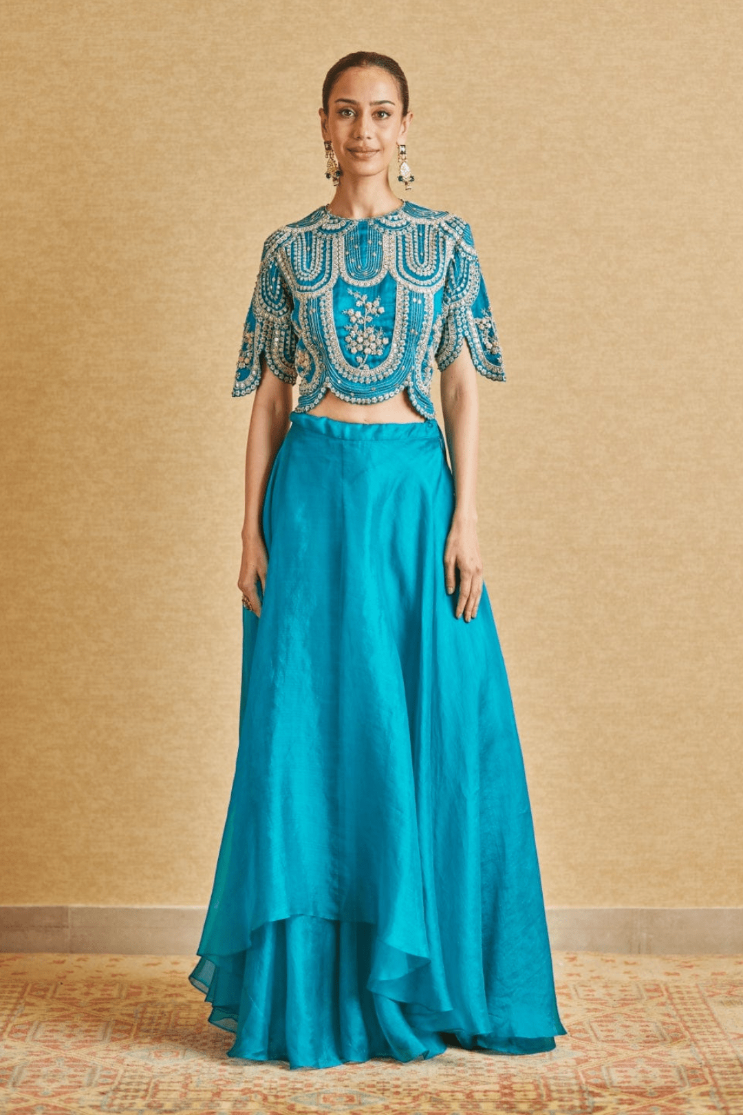 Pine Embroidered Top & Skirt