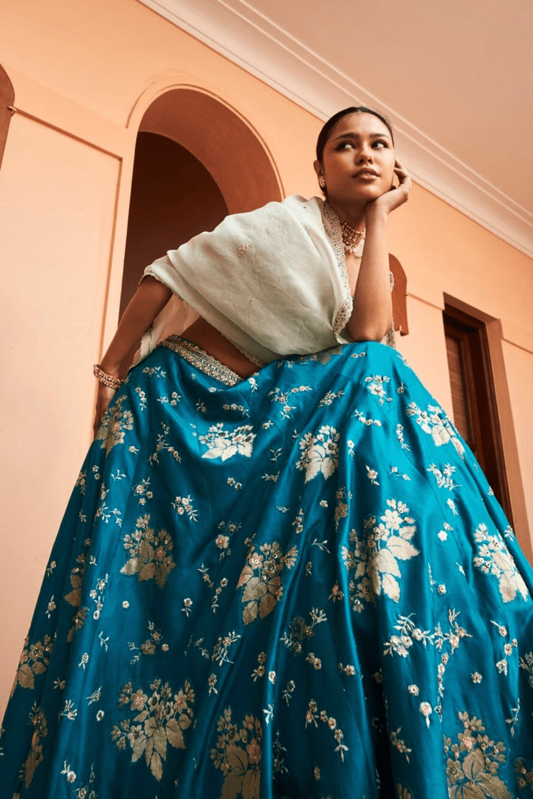 Emerald Green Embroidered Lehenga Set