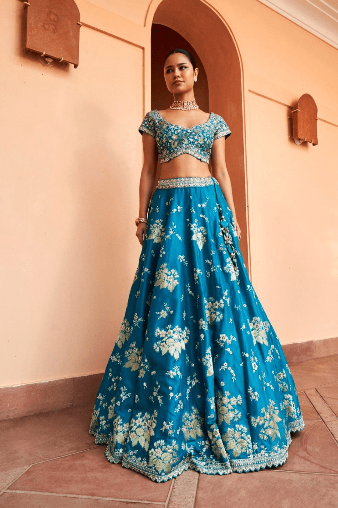 Emerald Green Embroidered Lehenga Set