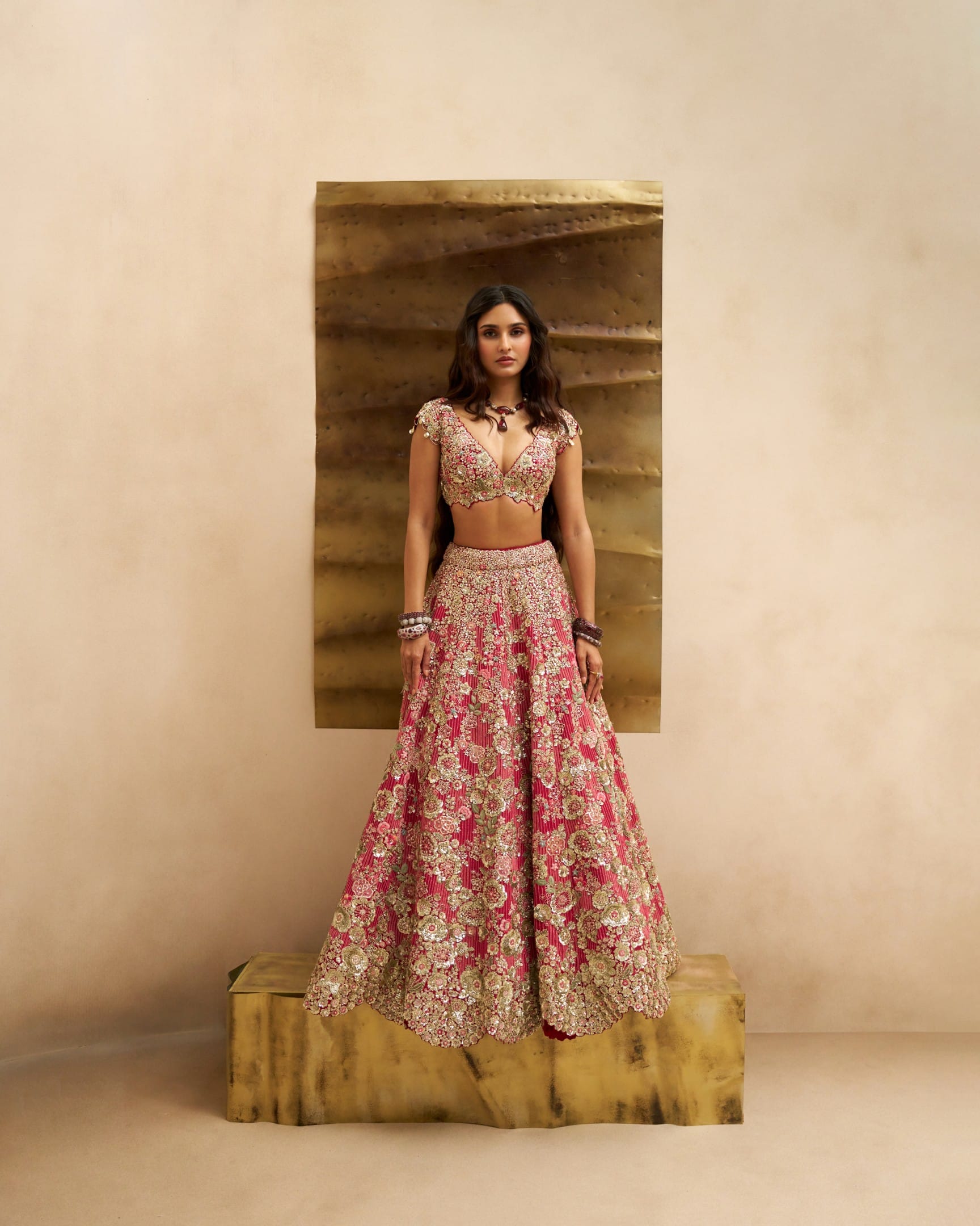 Deep Berry Blossom Bridal Lehenga Set