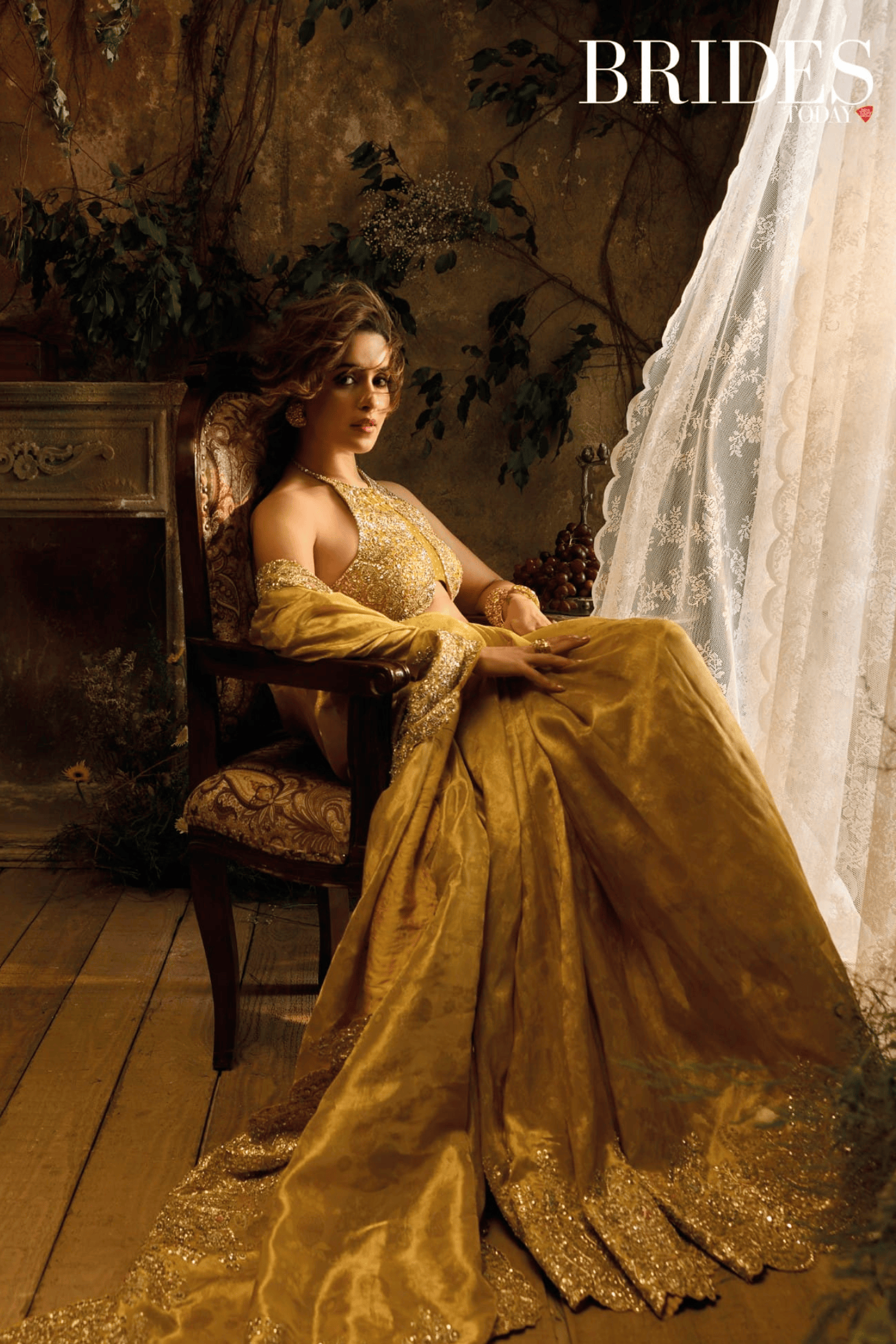 Honey Gold Tissue Saree Set