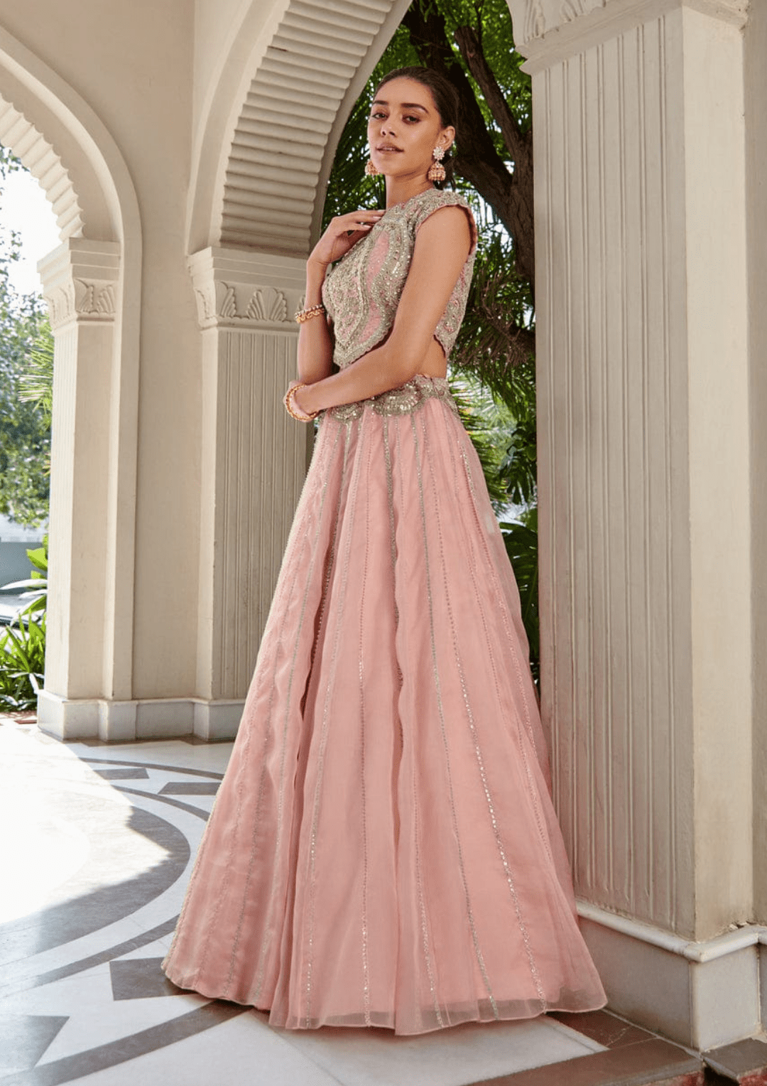 Soft Berry Embroidered Top and Skirt