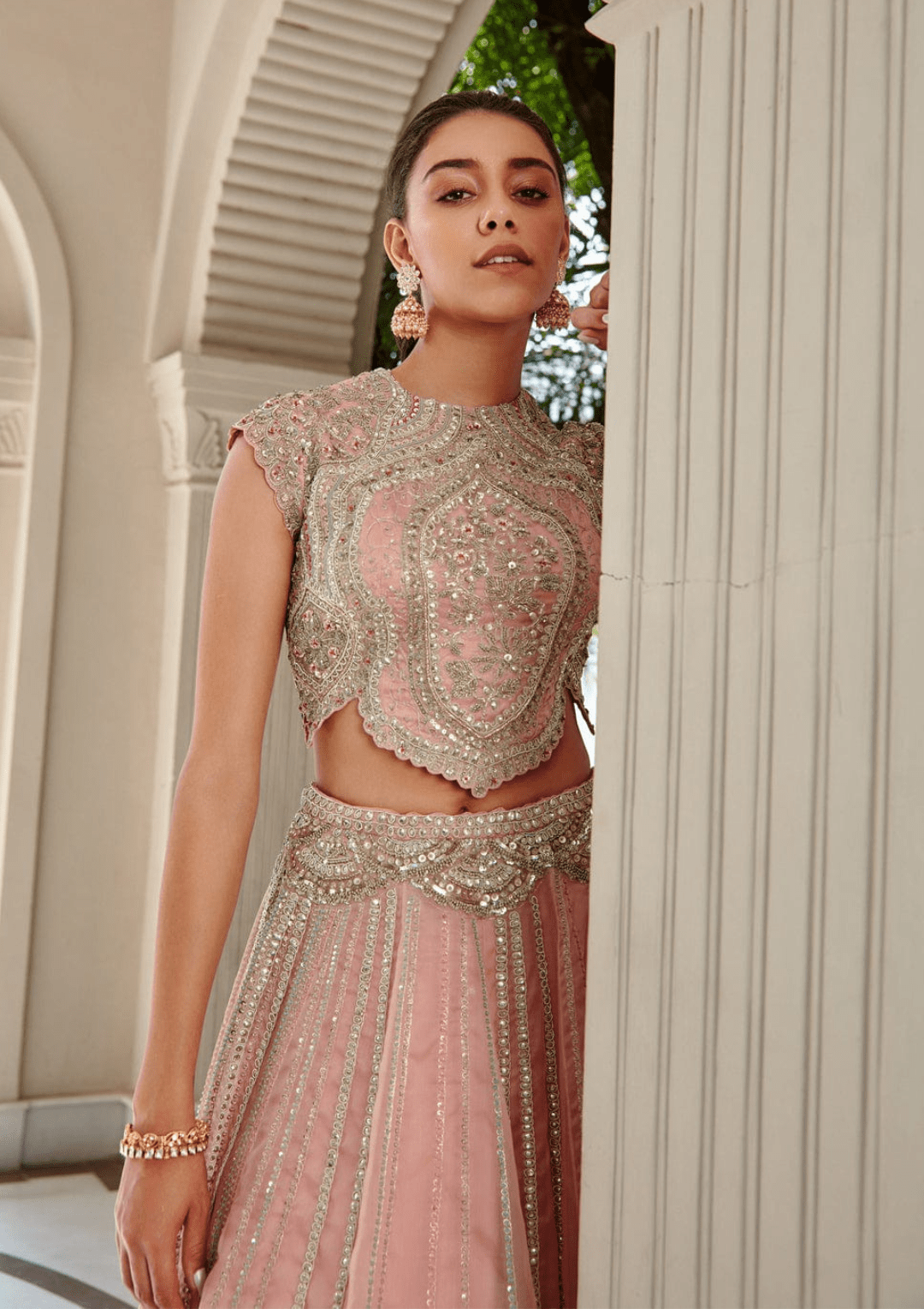 Soft Berry Embroidered Top and Skirt