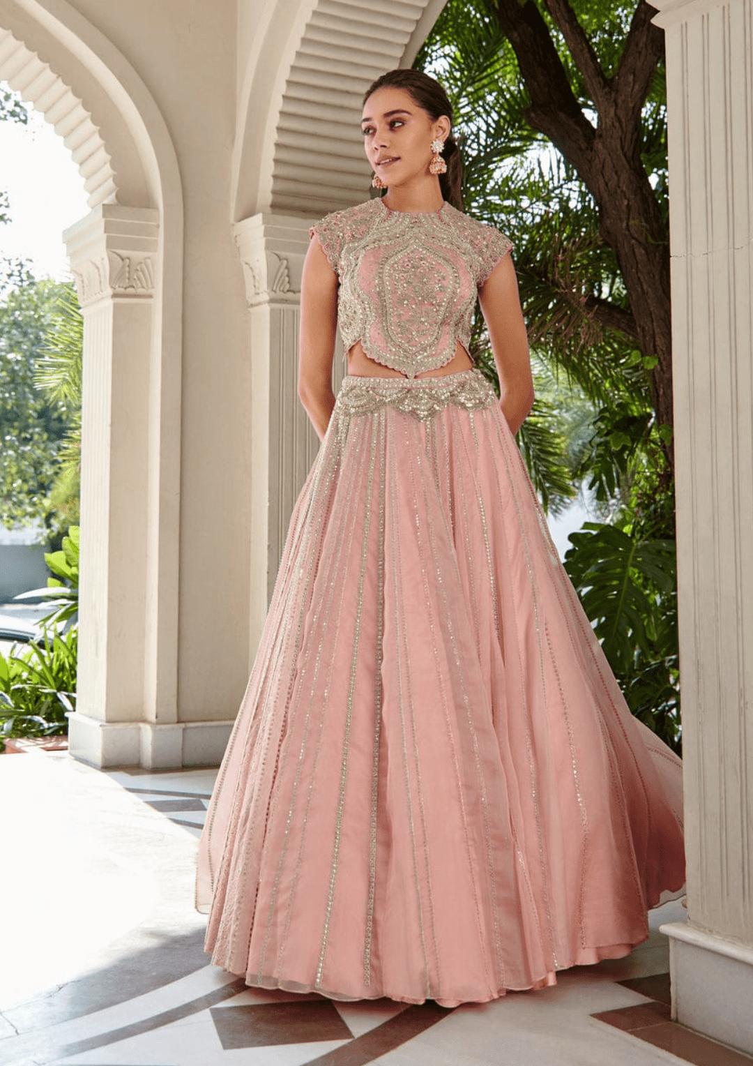 Soft Berry Embroidered Top and Skirt