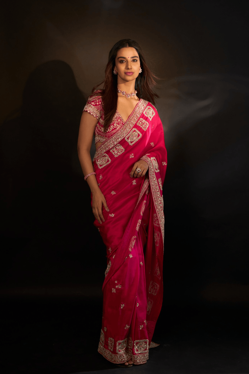 Scarlet Embroidered Saree Set