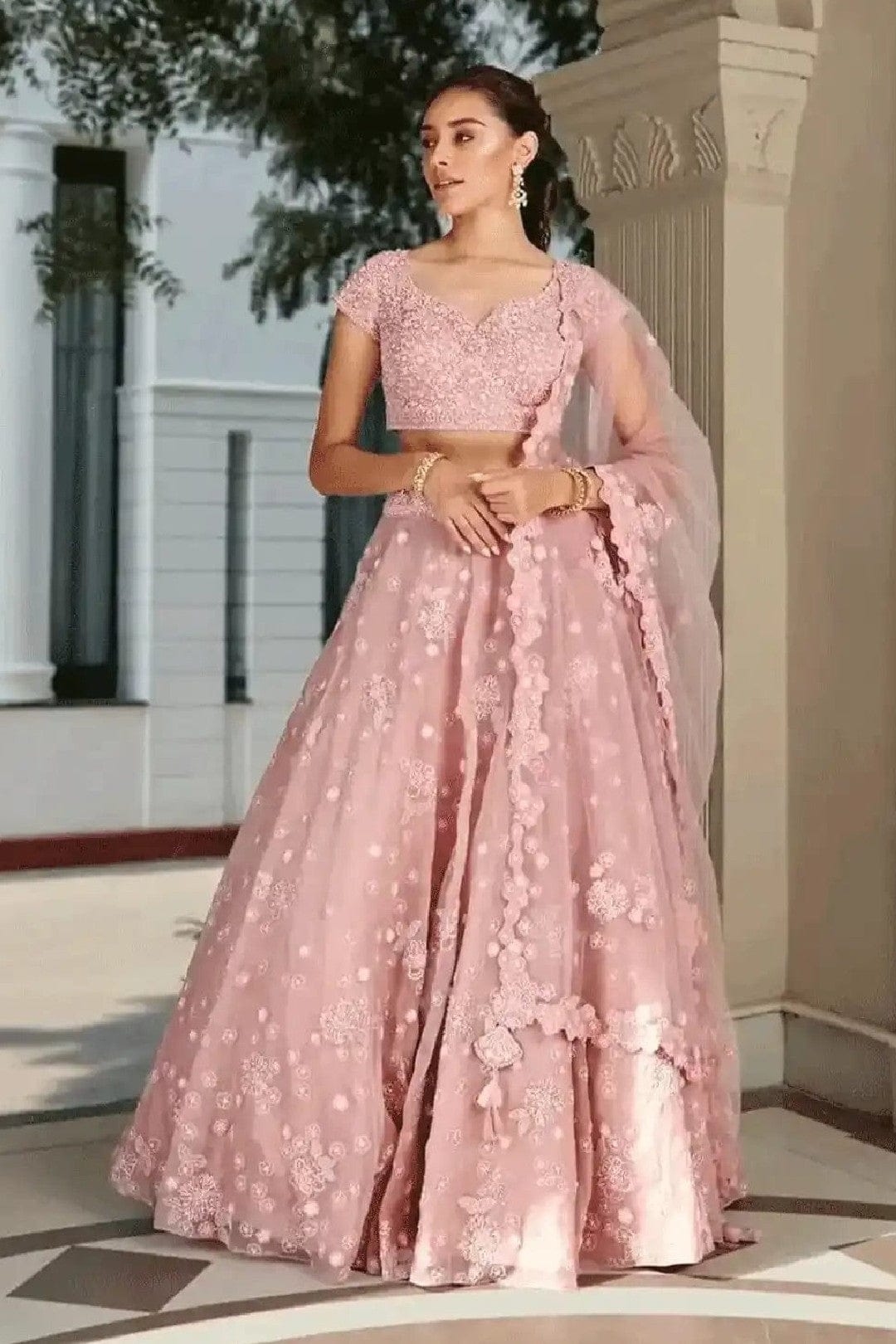 Lavender Embroidered Lehenga Set
