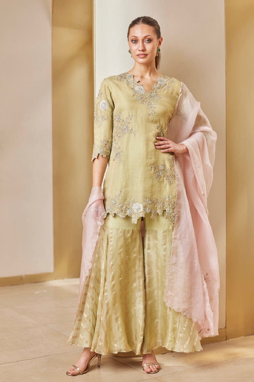 Mist Green Sharara Suit