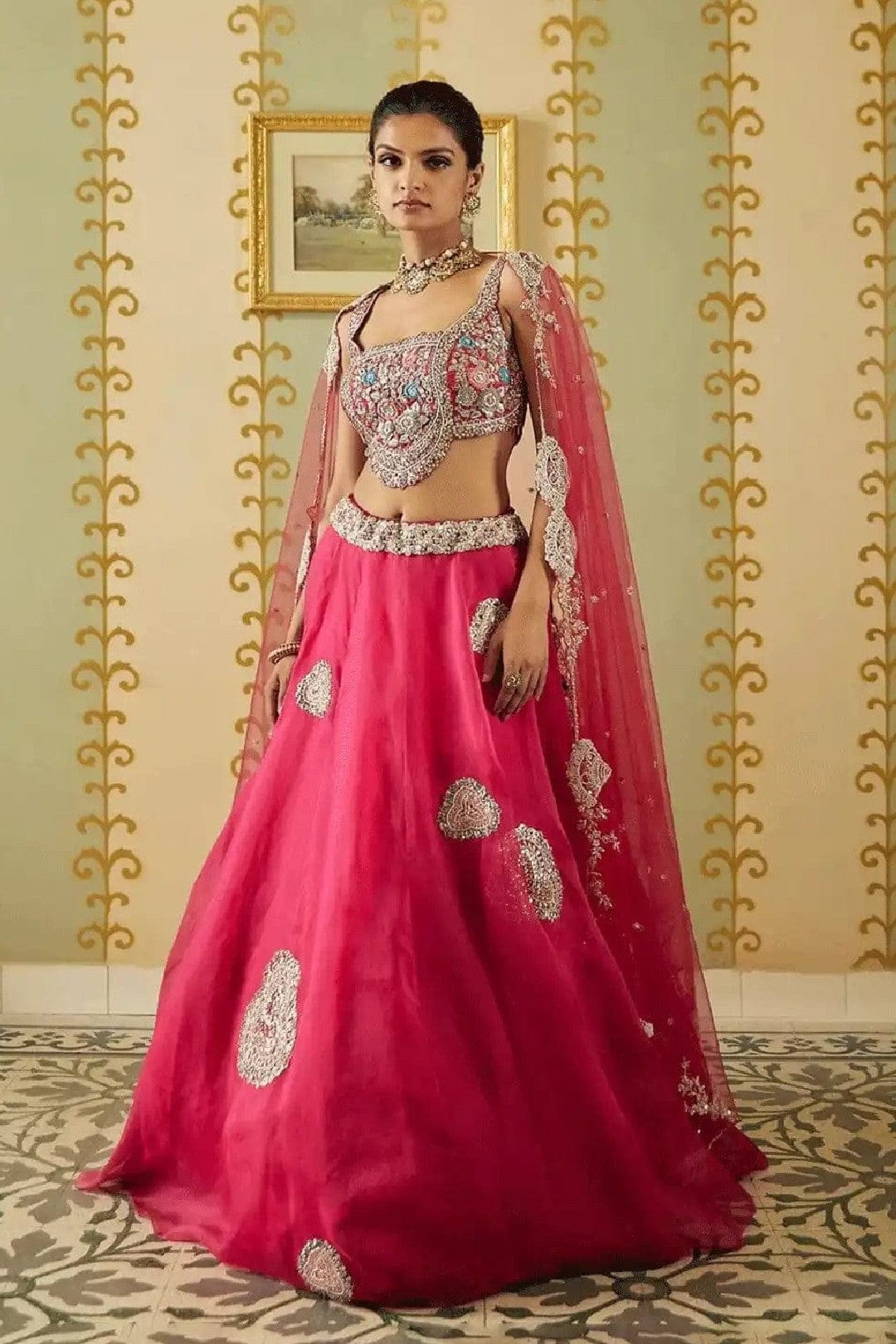 Scarlet Embroidered Lehenga