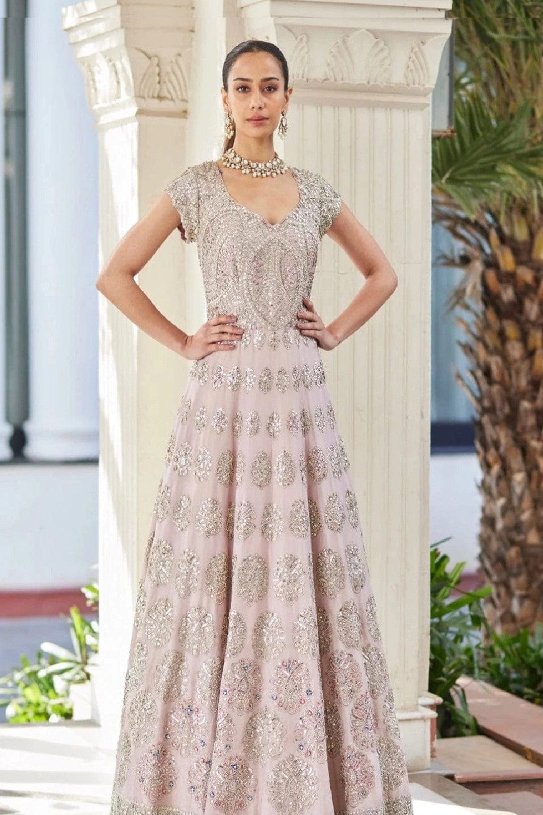 Lavender Silk Embroidered Gown