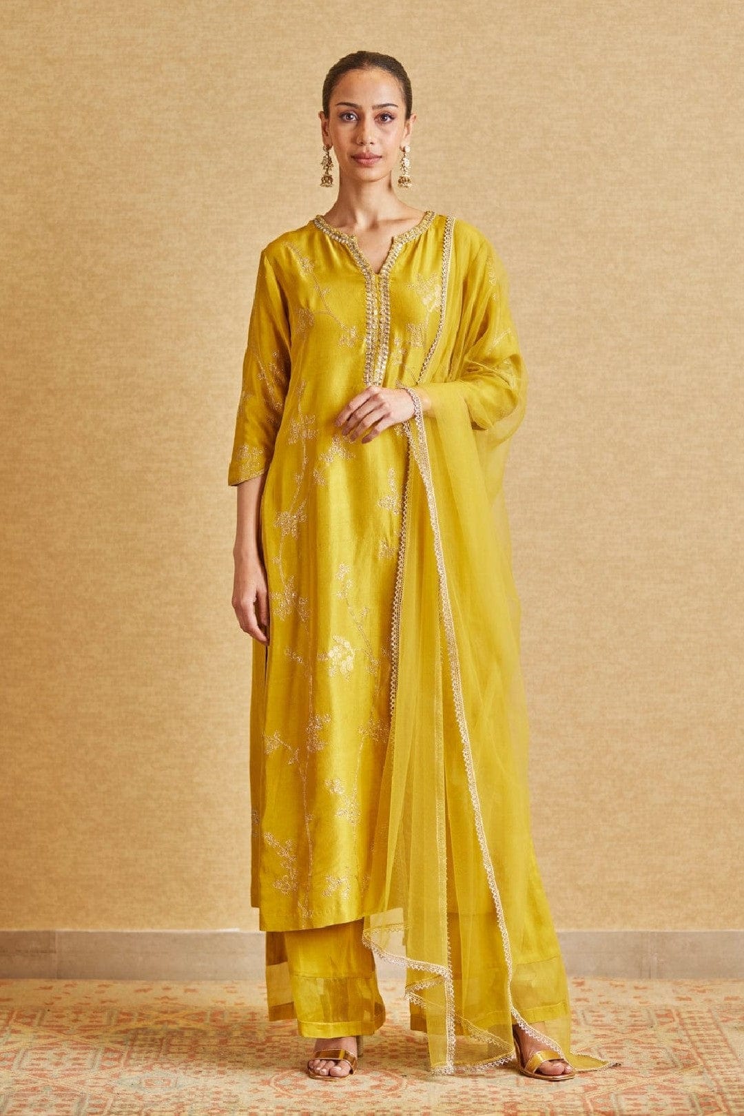 Mustard Embroidered Suit