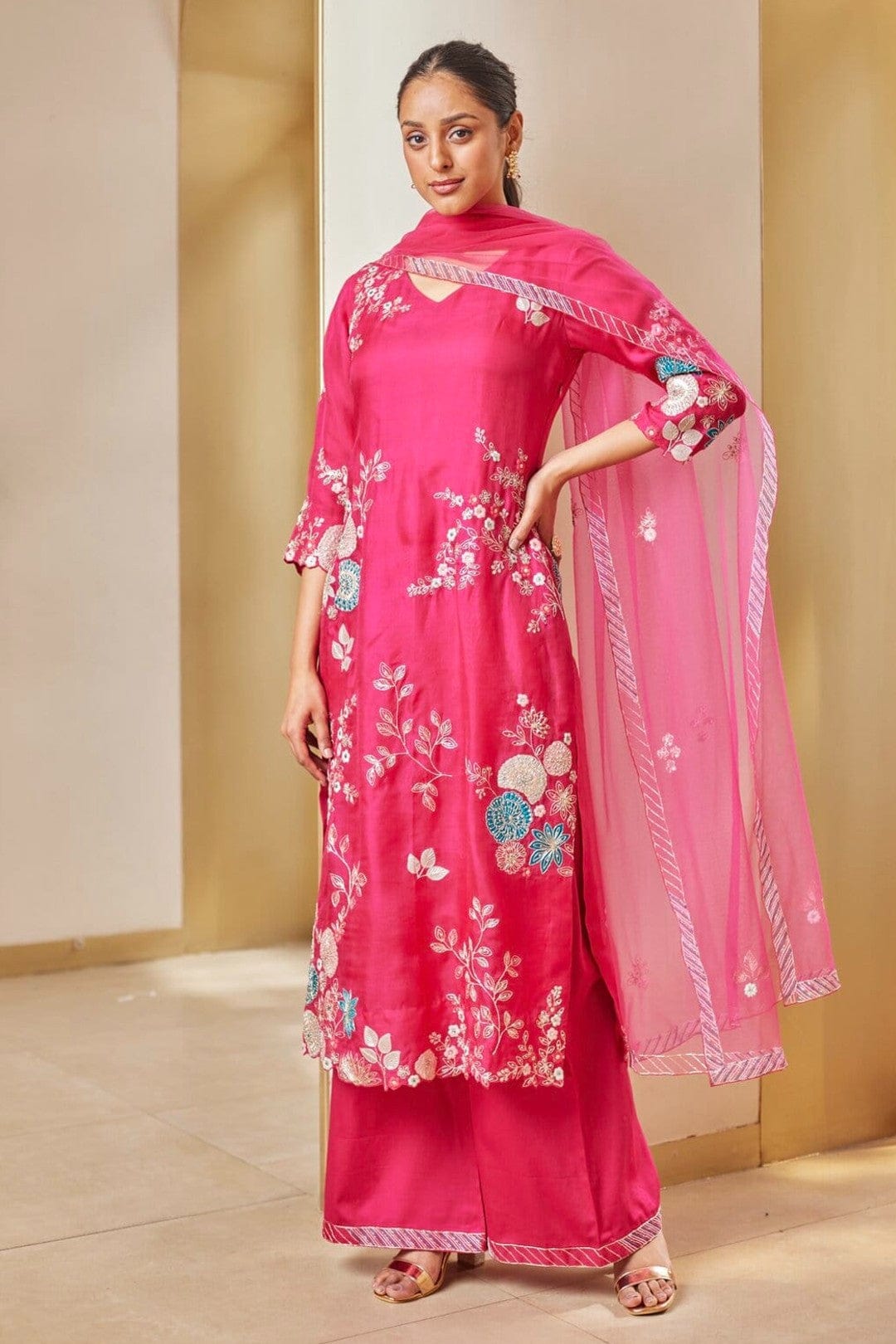 Scarlet Embroidered Straight Kurta Set