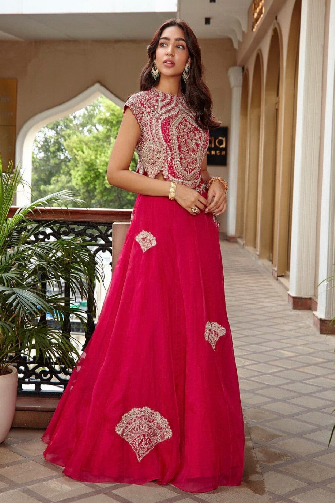 Scarlet Embroidered Top and Skirt