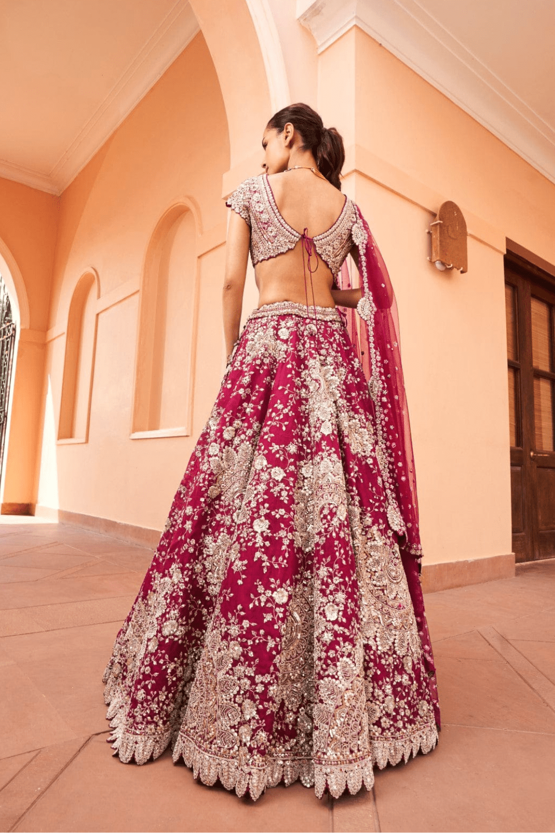 Sangria Plum Embroidered Lehenga Set