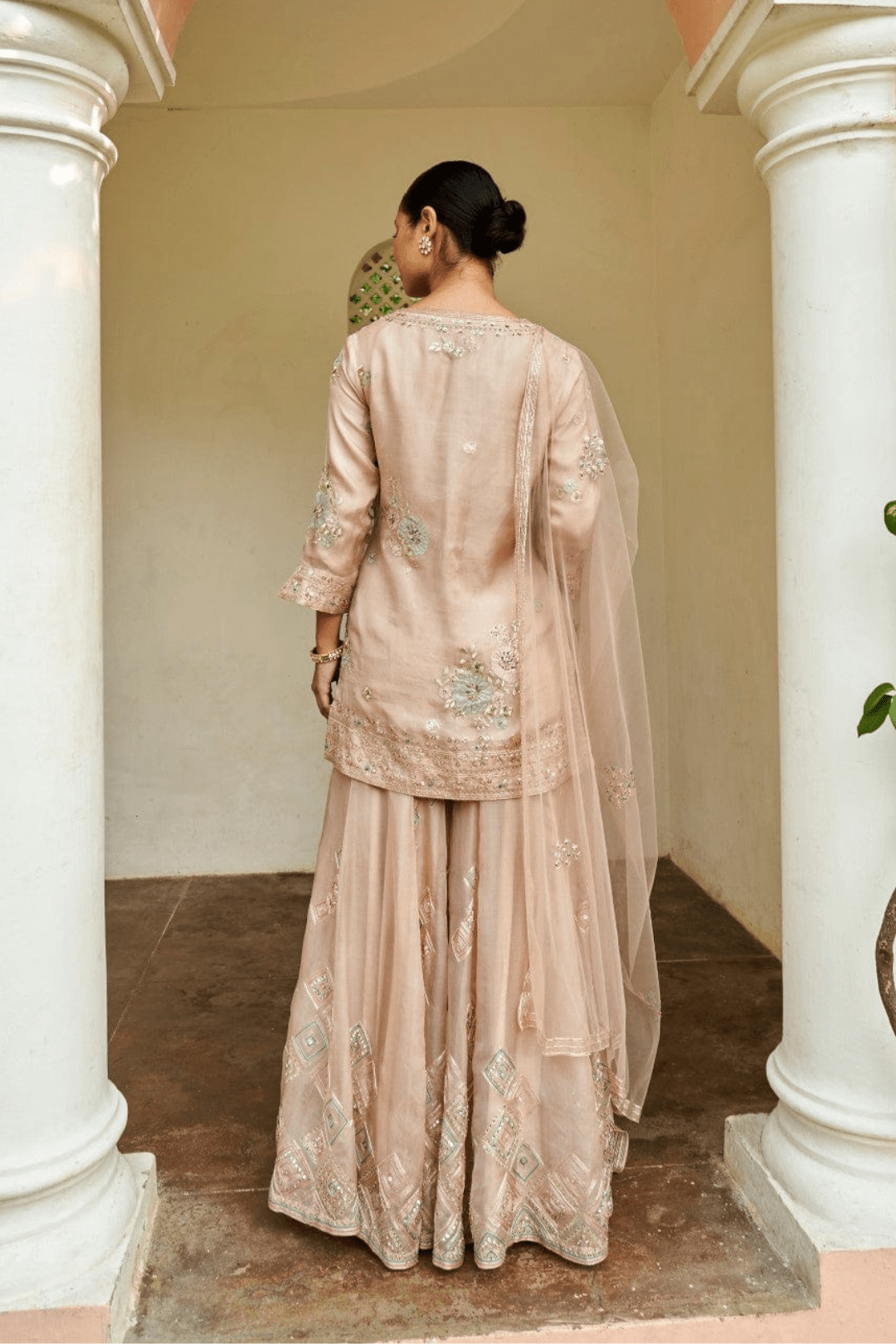 Sepia Rose Embroidered Sharara