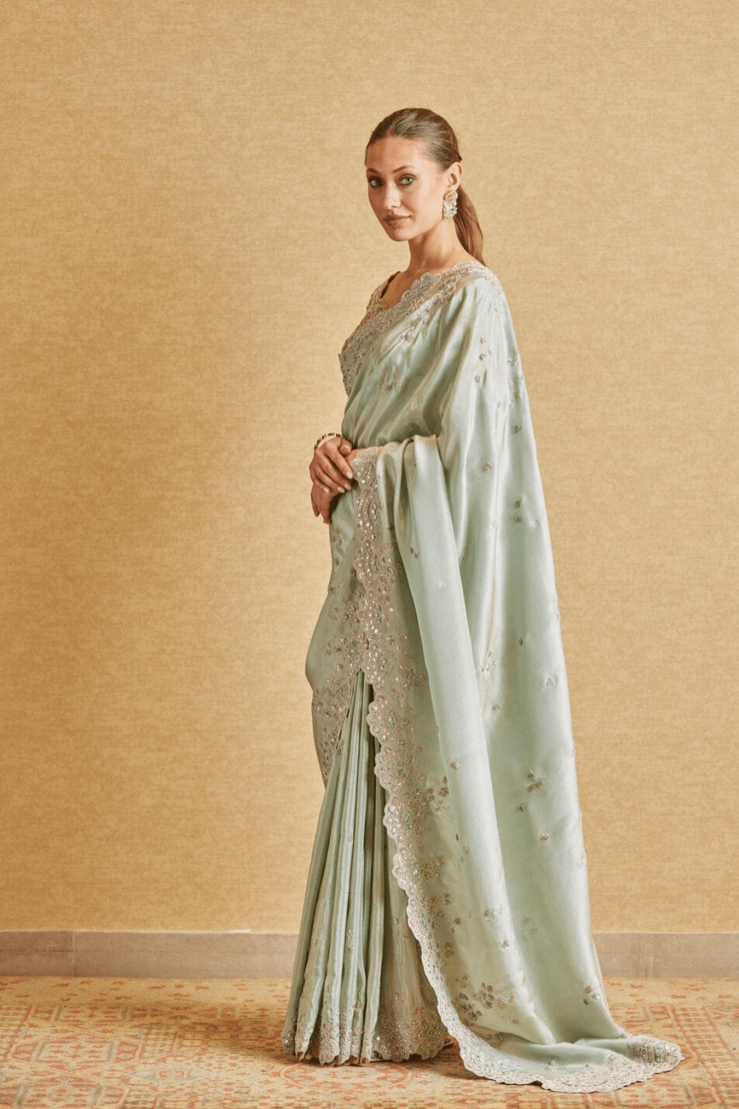 Teal Embroidered Saree