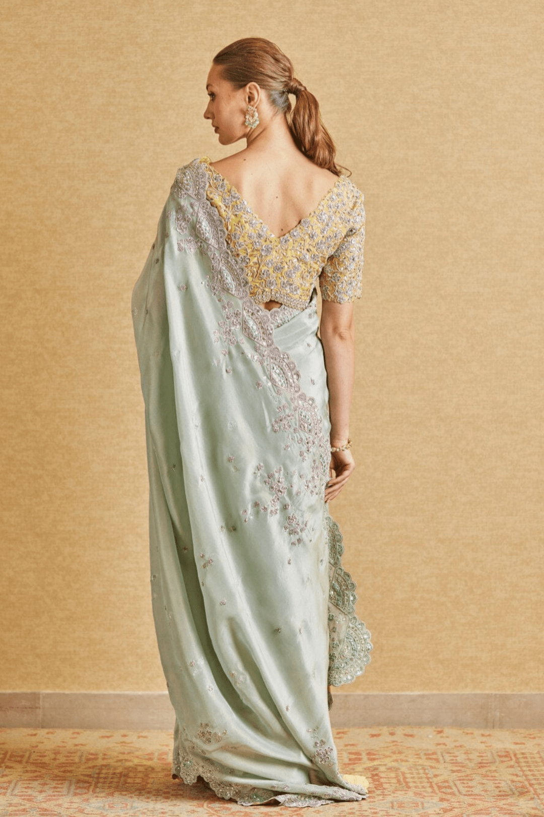Teal Embroidered Saree