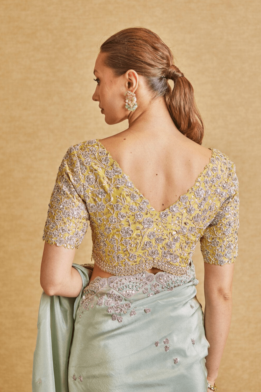 Teal Embroidered Saree