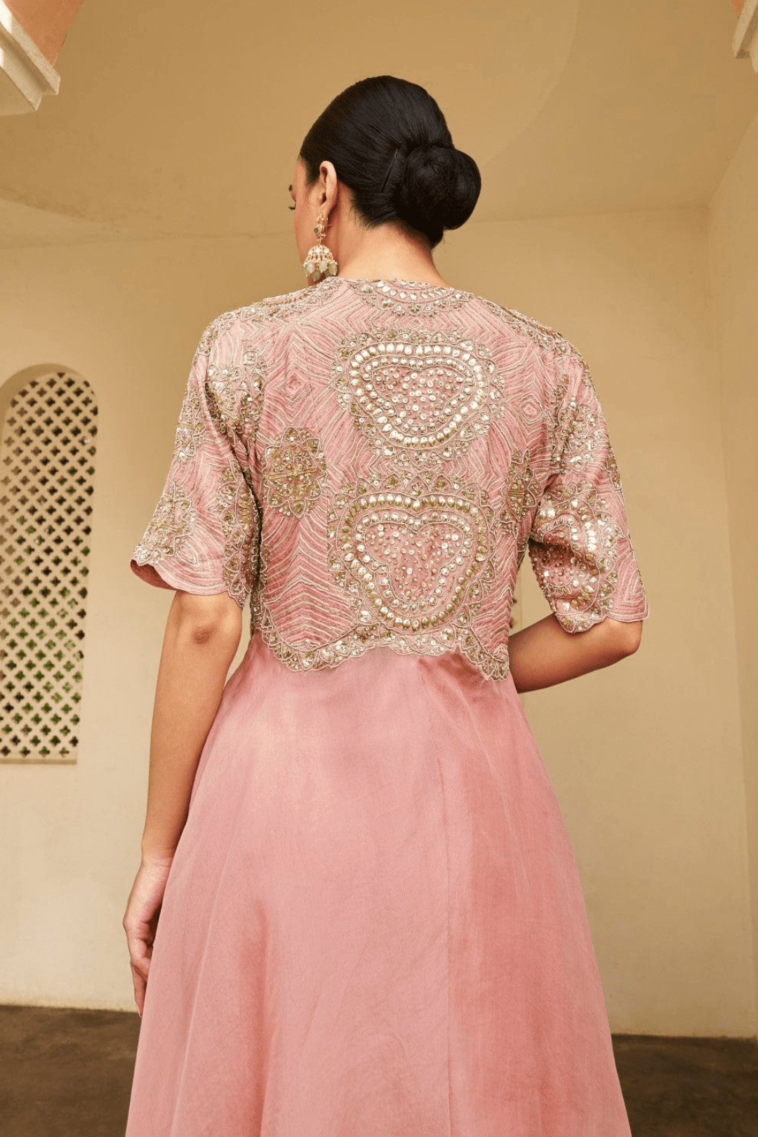 Soft Berry Embroidered Jacket Set