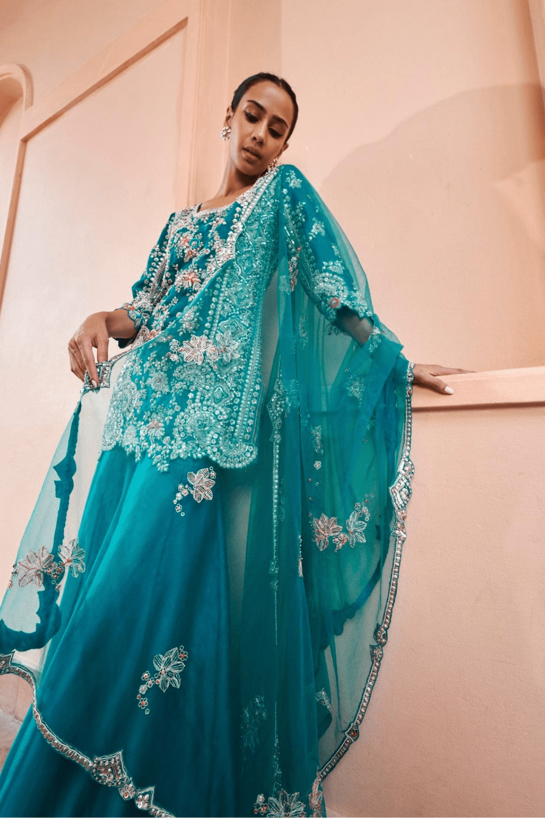 Pine Embroided Sharara