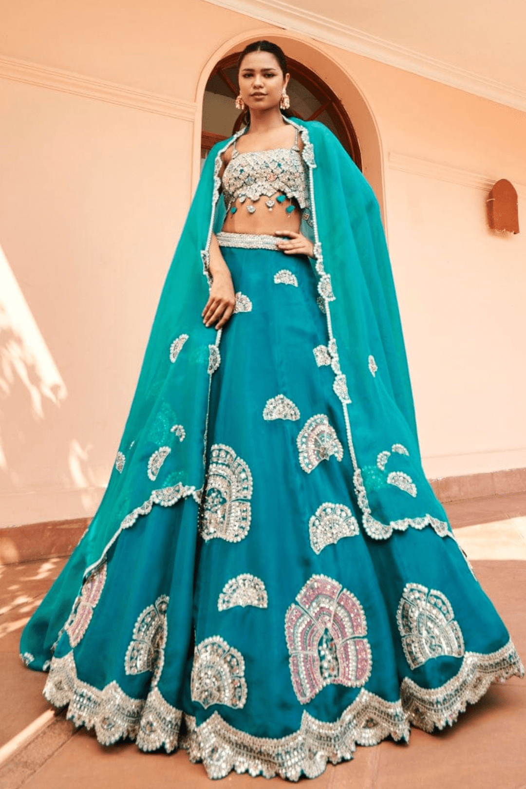 Pine Embroidered Lehenga