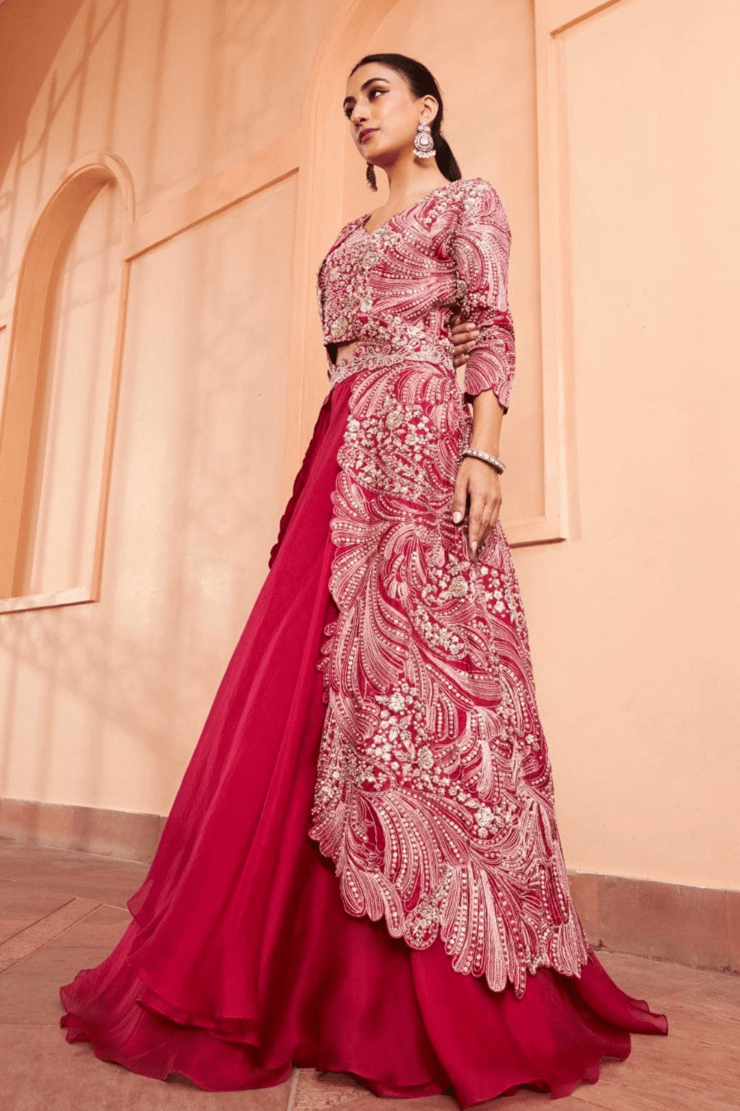 Cut Ruby Embroidered Jacket Set
