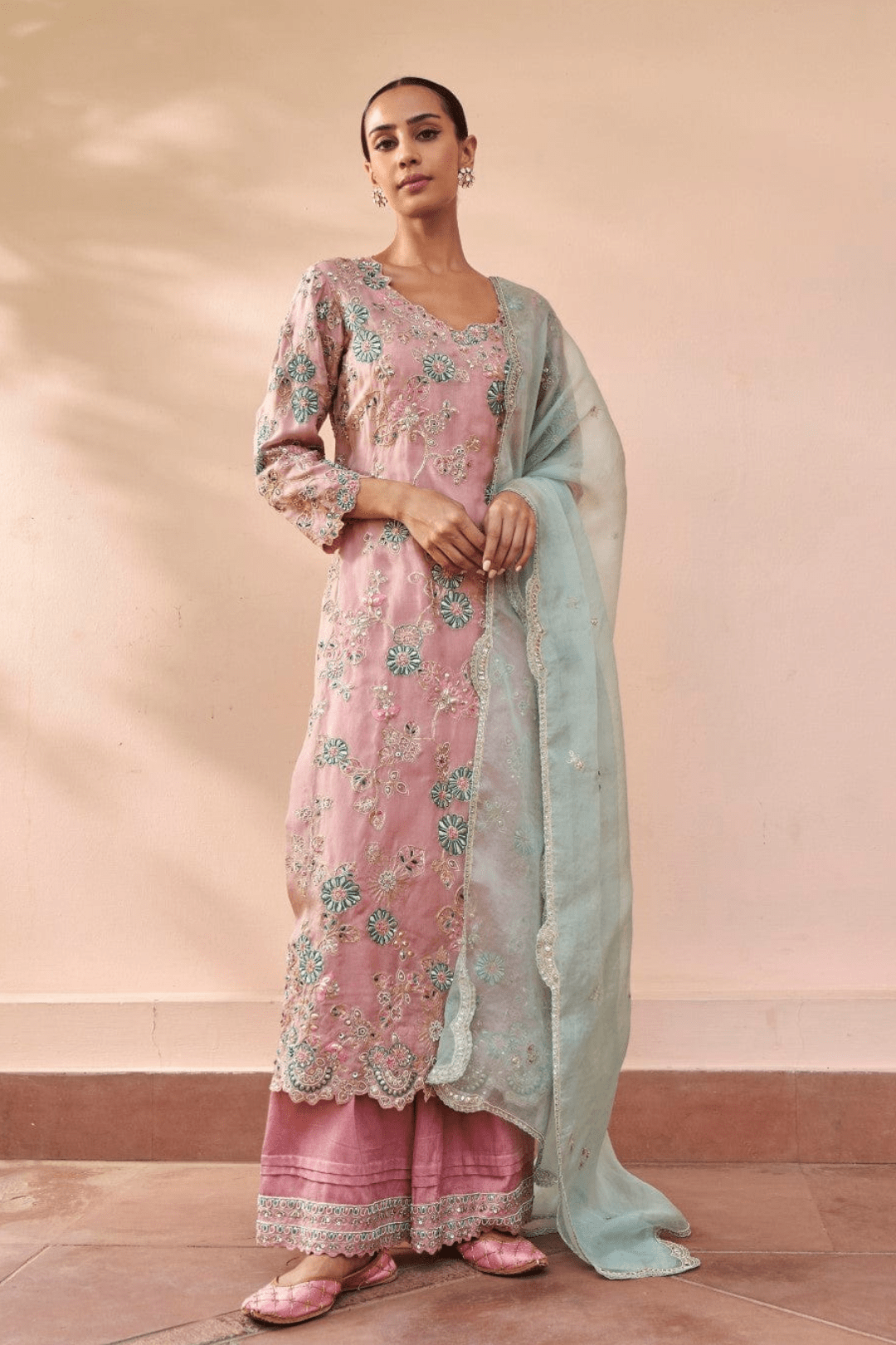Soft Berry Embroidered Kurta Set