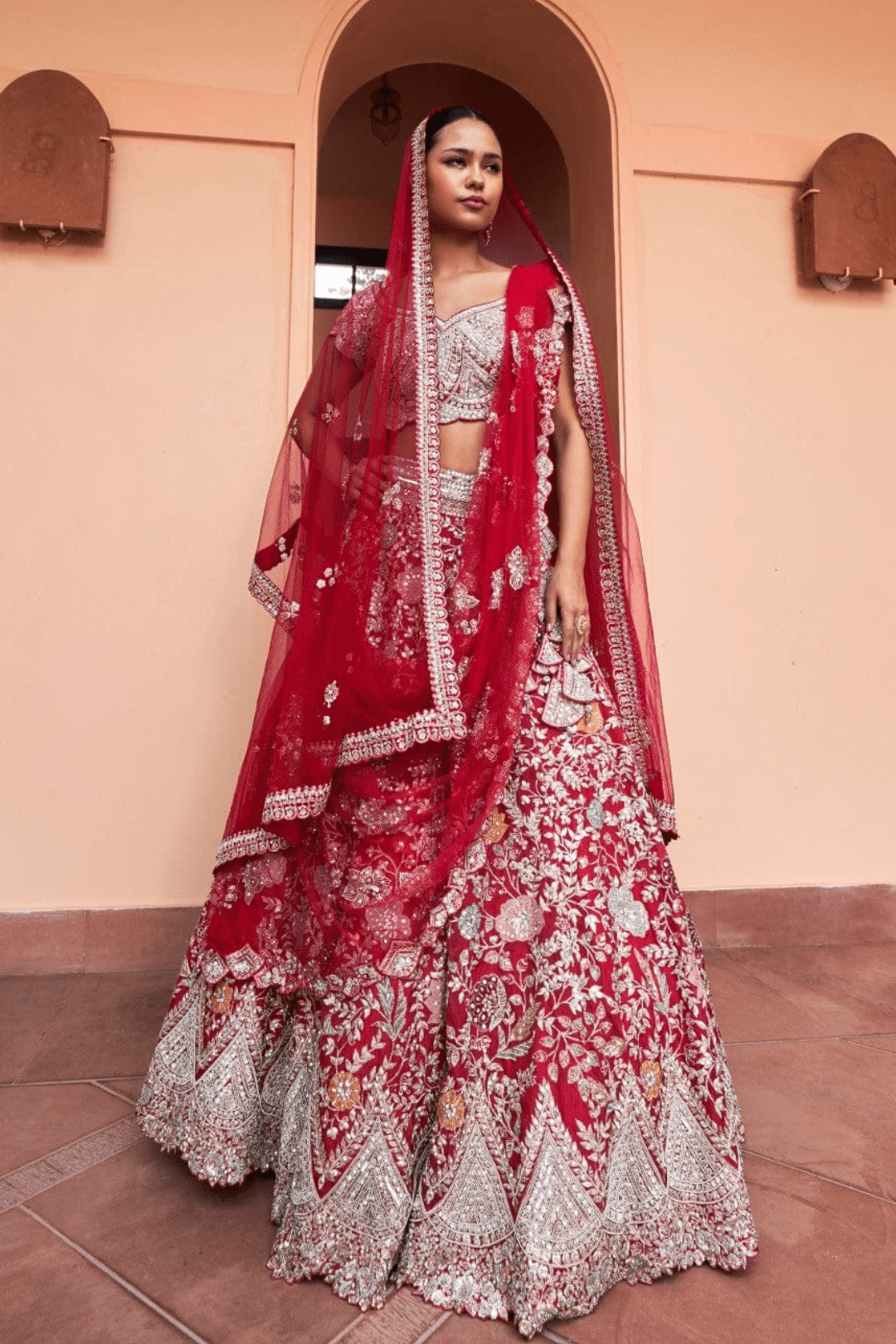 Cut Ruby Embroidered Lehenga Set