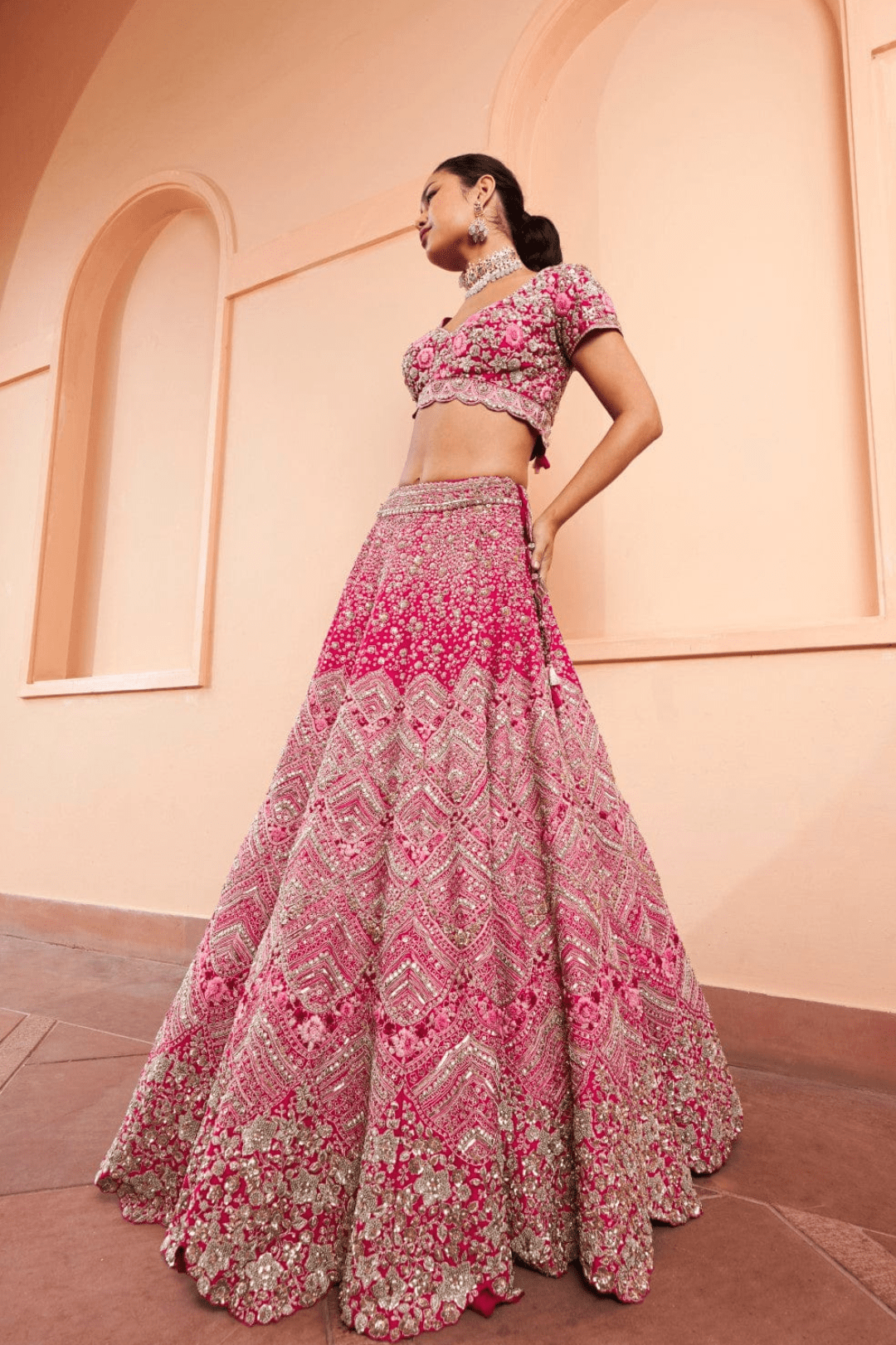 Scarlet Embroidered Lehenga Set