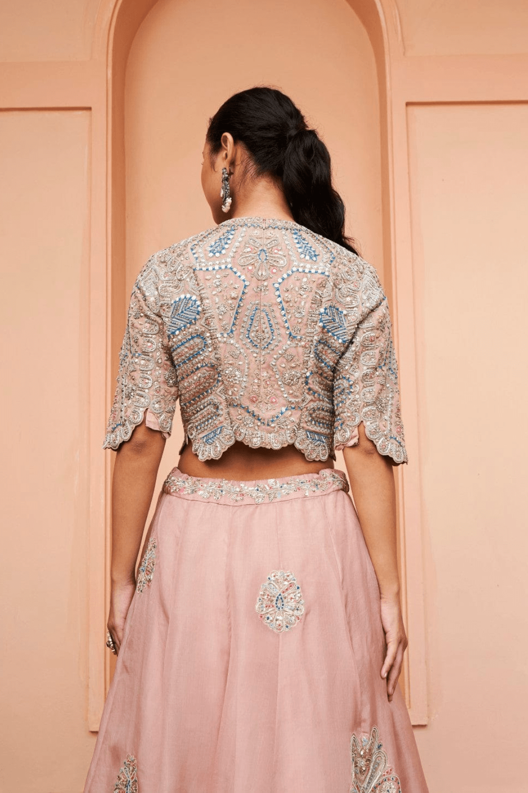 Tan Embroidered Lehenga Set