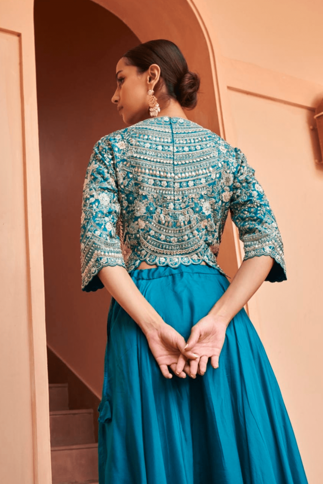 Pine Embroidered Top & Skirt