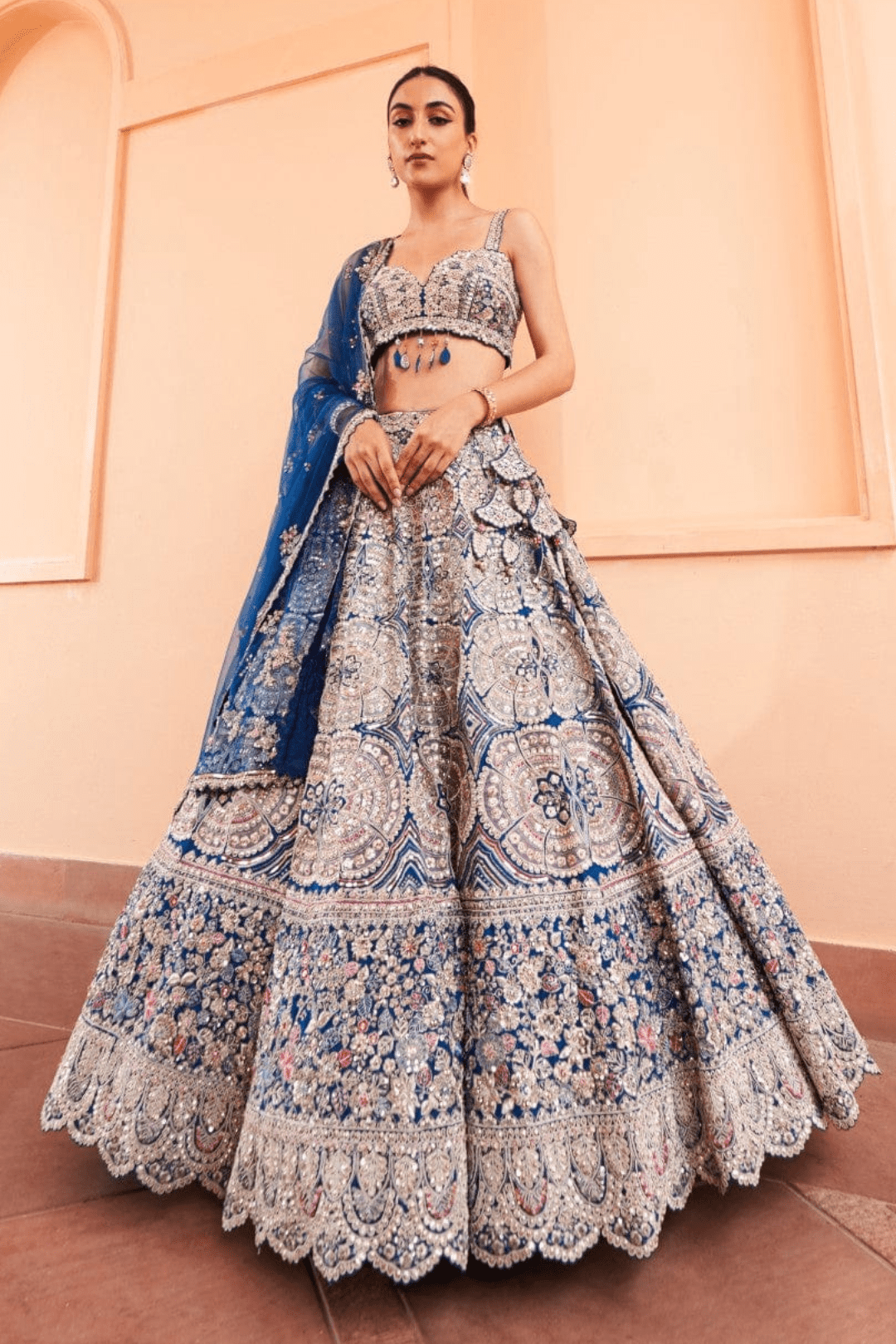 Jade Blue Embroidered Lehenga Set