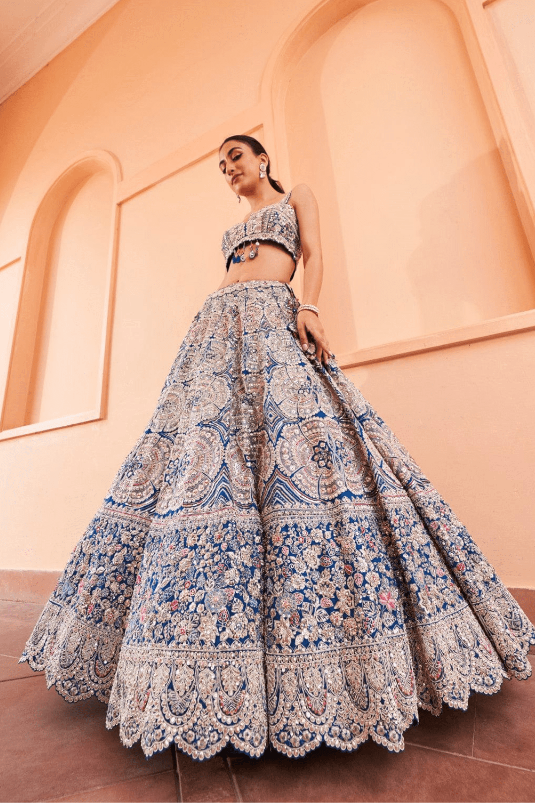 Jade Blue Embroidered Lehenga Set