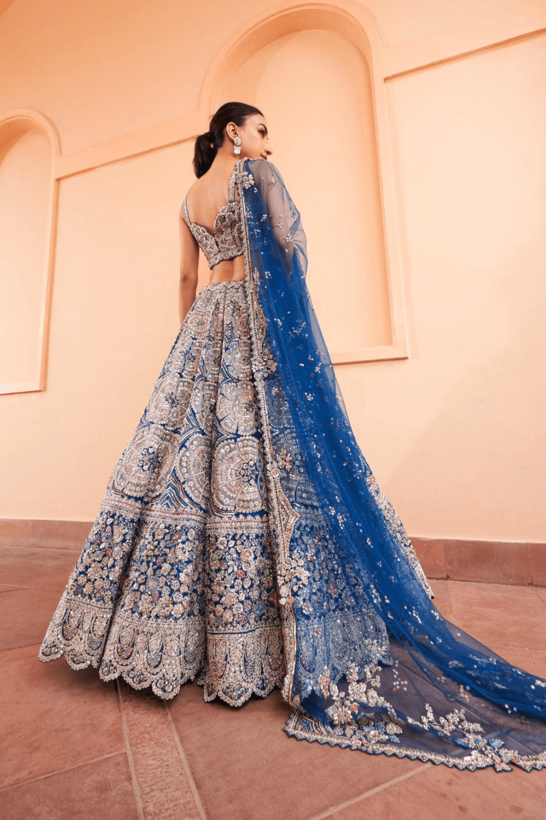 Jade Blue Embroidered Lehenga Set