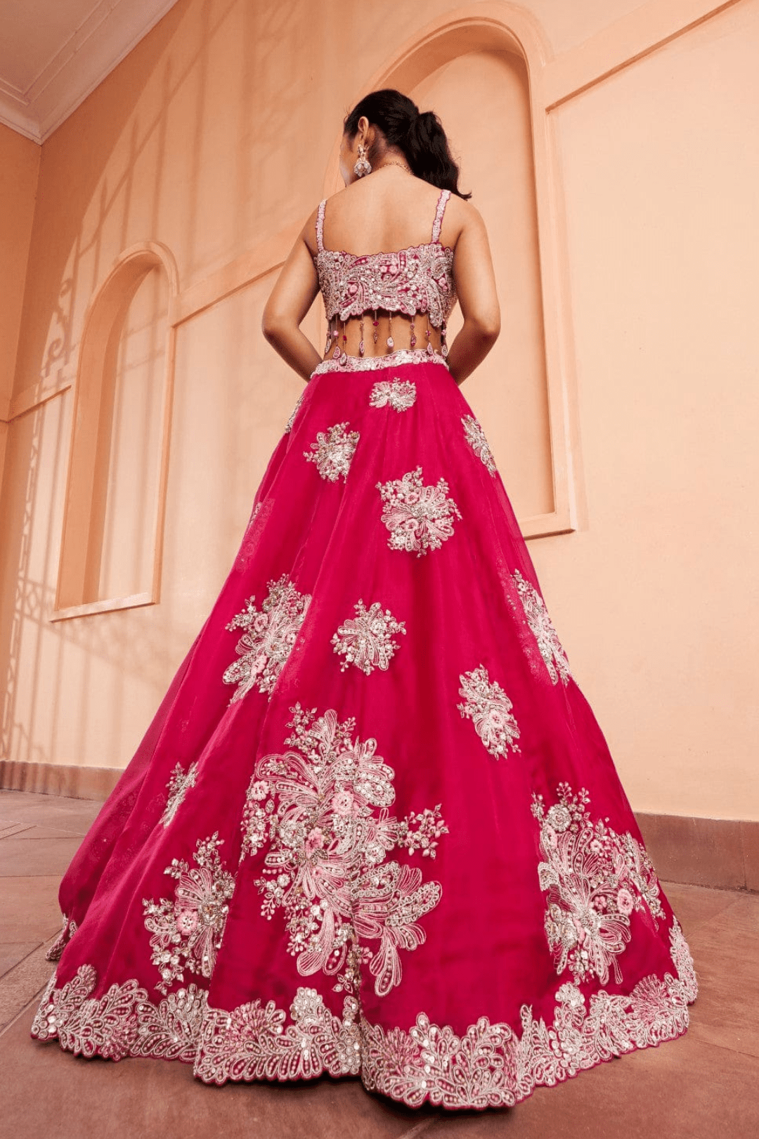 Cut Ruby Embroidered Lehenga Set