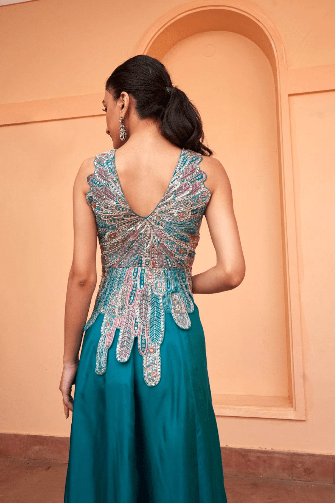 Pine Embroidered Top And Skirt