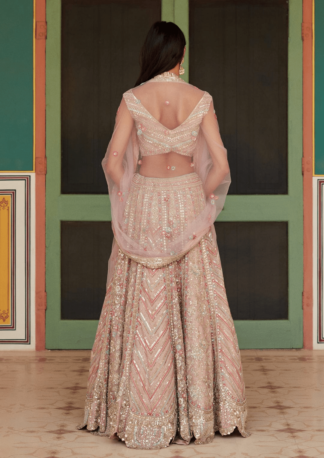 Sepia Rose Embroidered Lehenga with Dupatta
