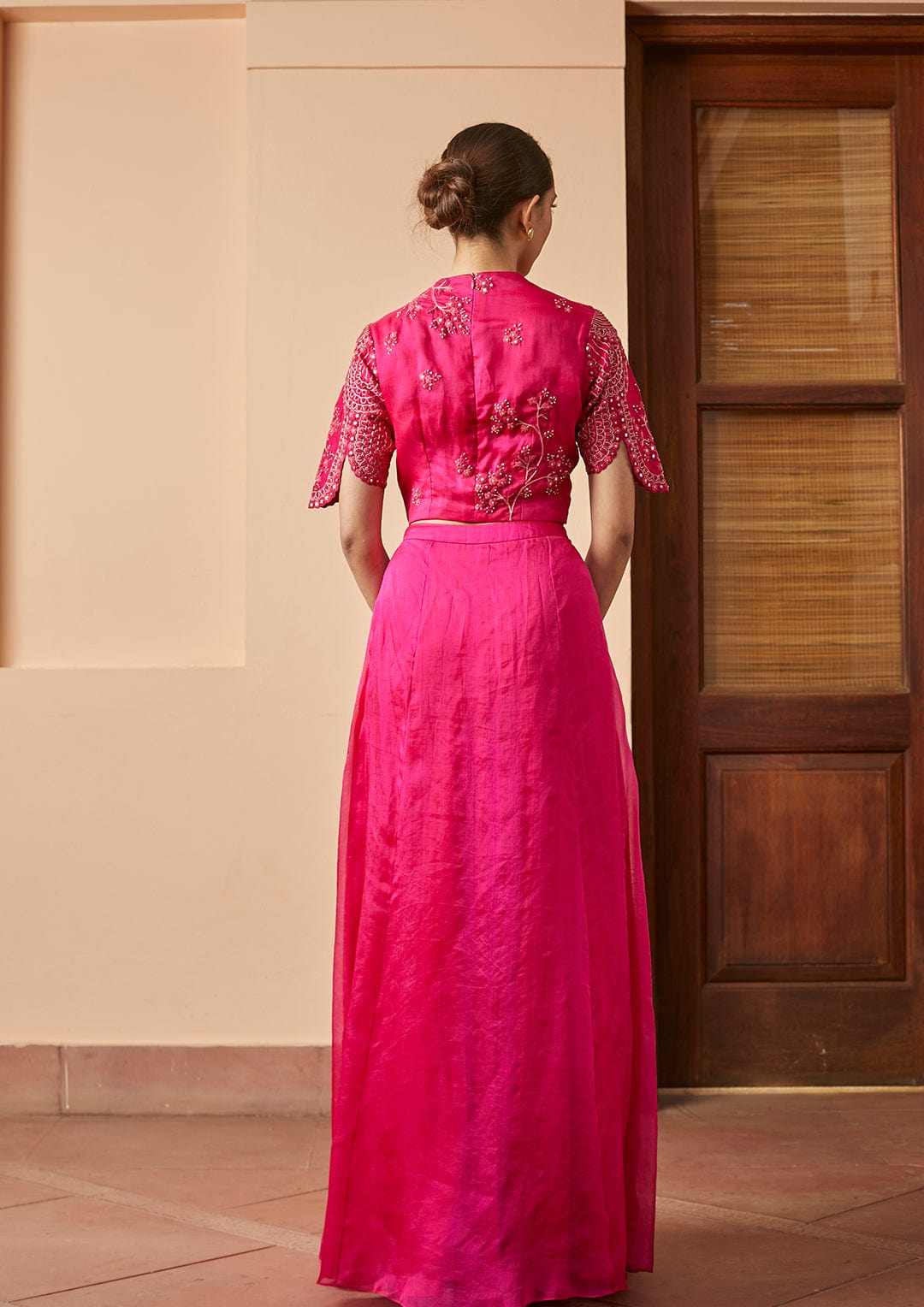 Gul Optical Embroidered Crop Top and Skirt