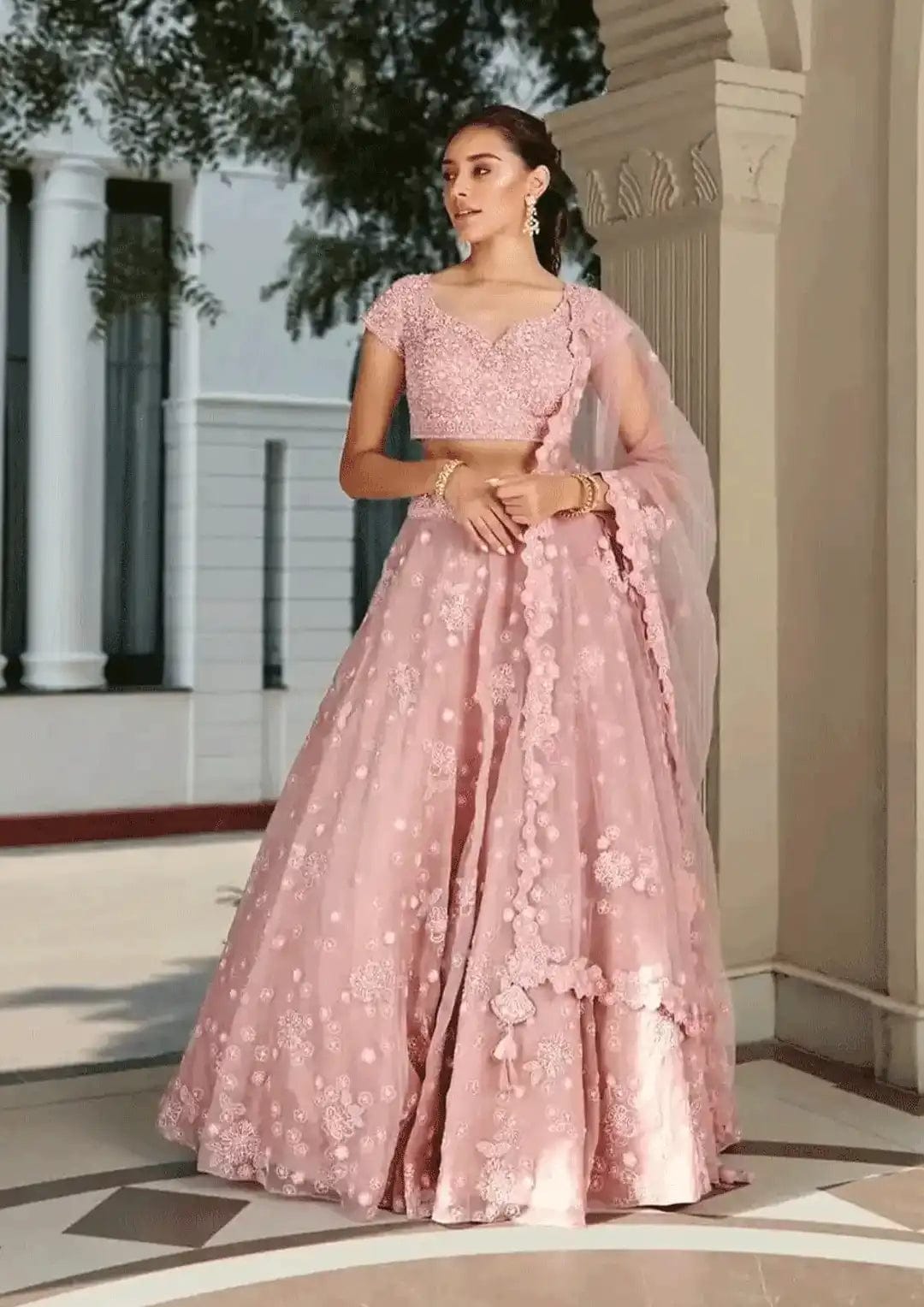 Lavender Embroidered Lehenga Set