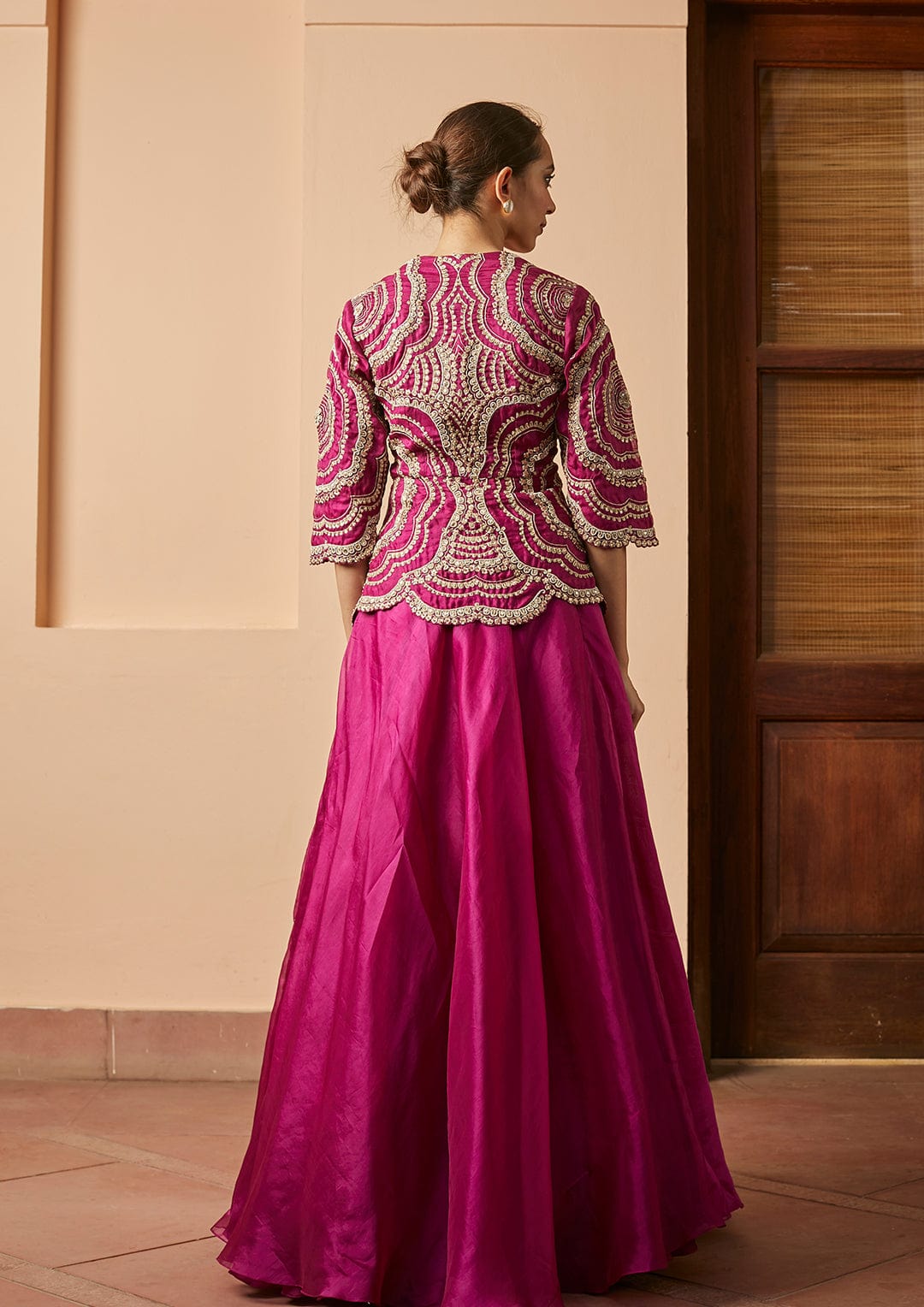 Niloufar Optical Embroidered Top and Skirt