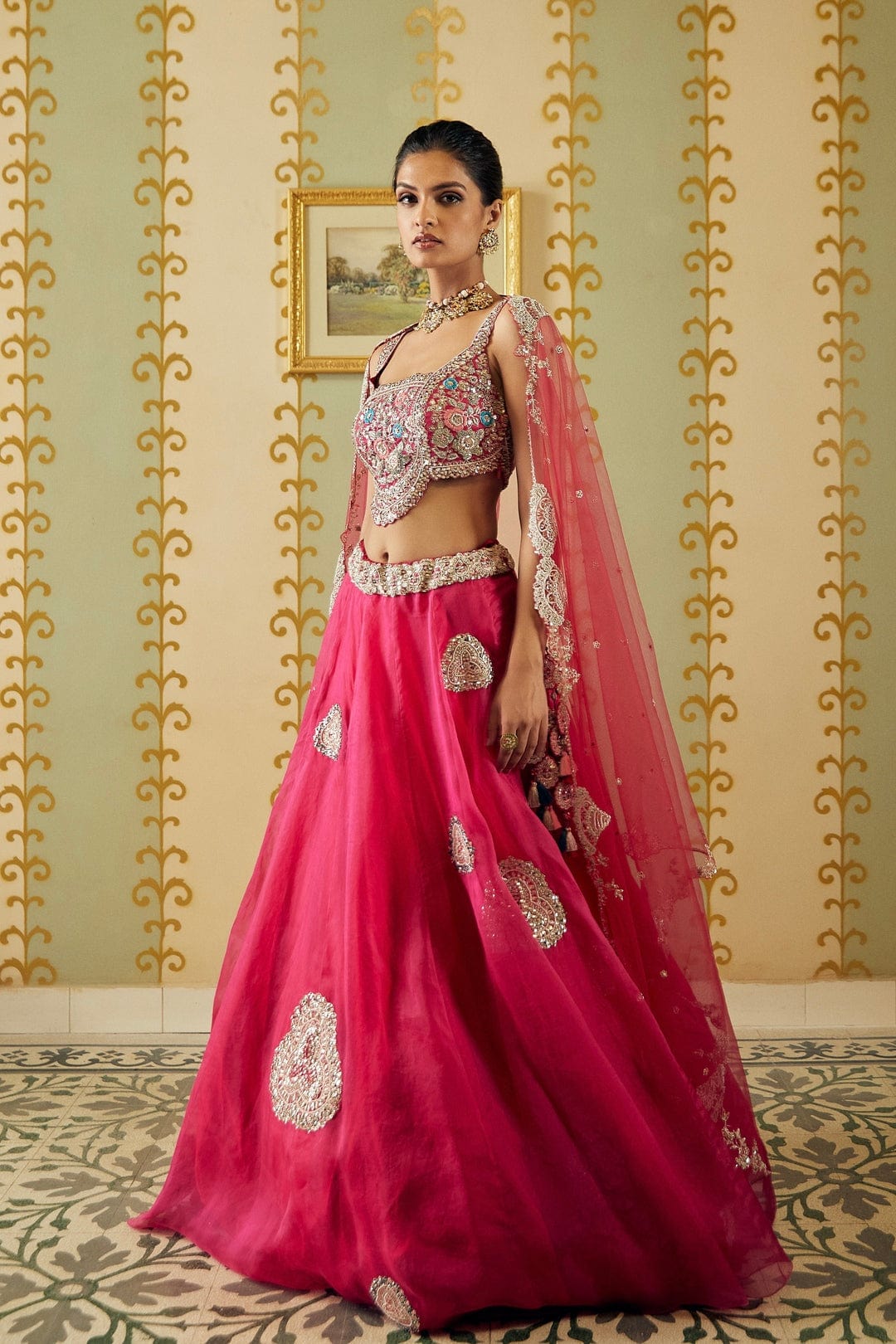Scarlet Embroidered Lehenga