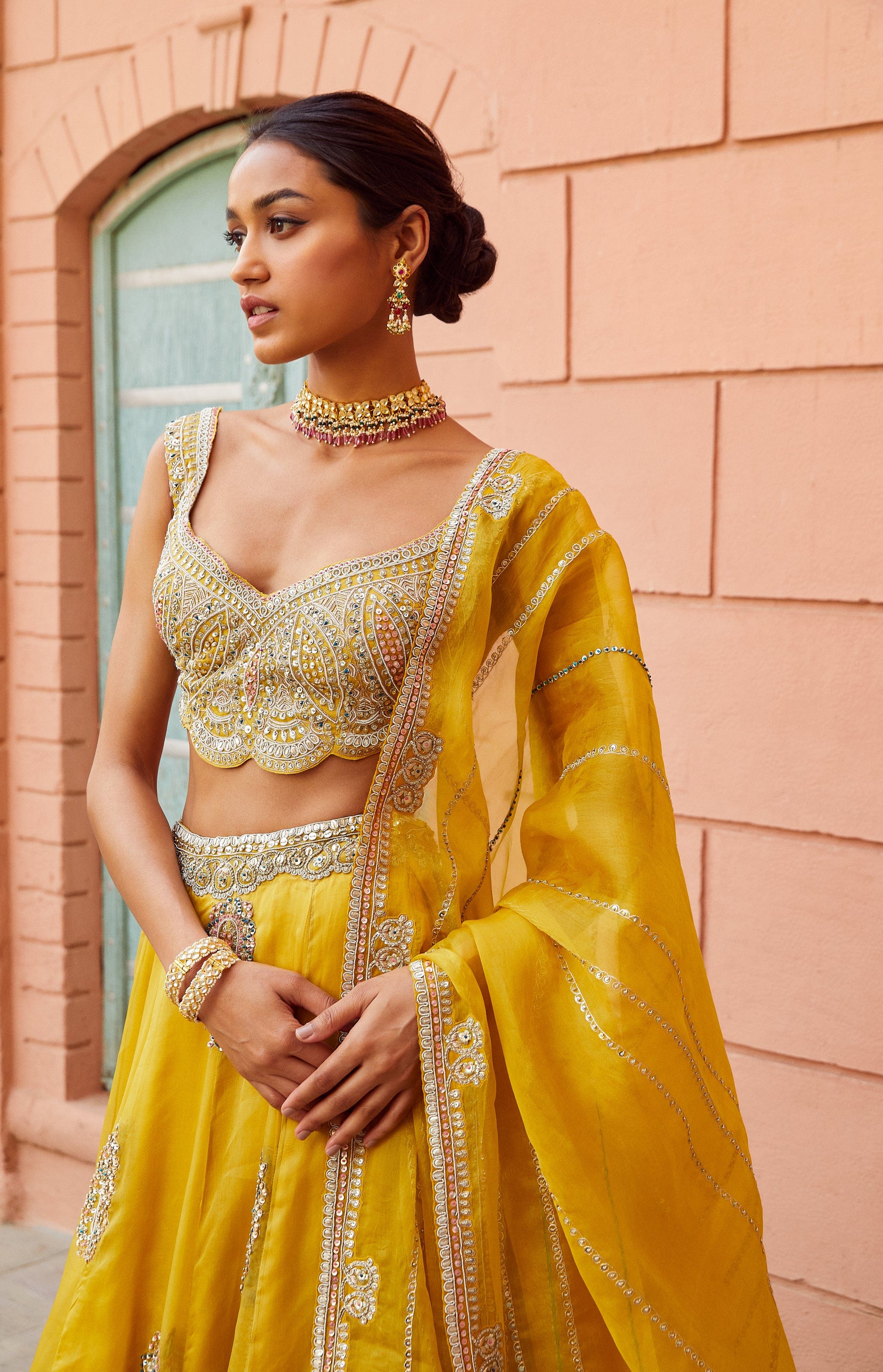 Honey Gold Embroidered Lehenga