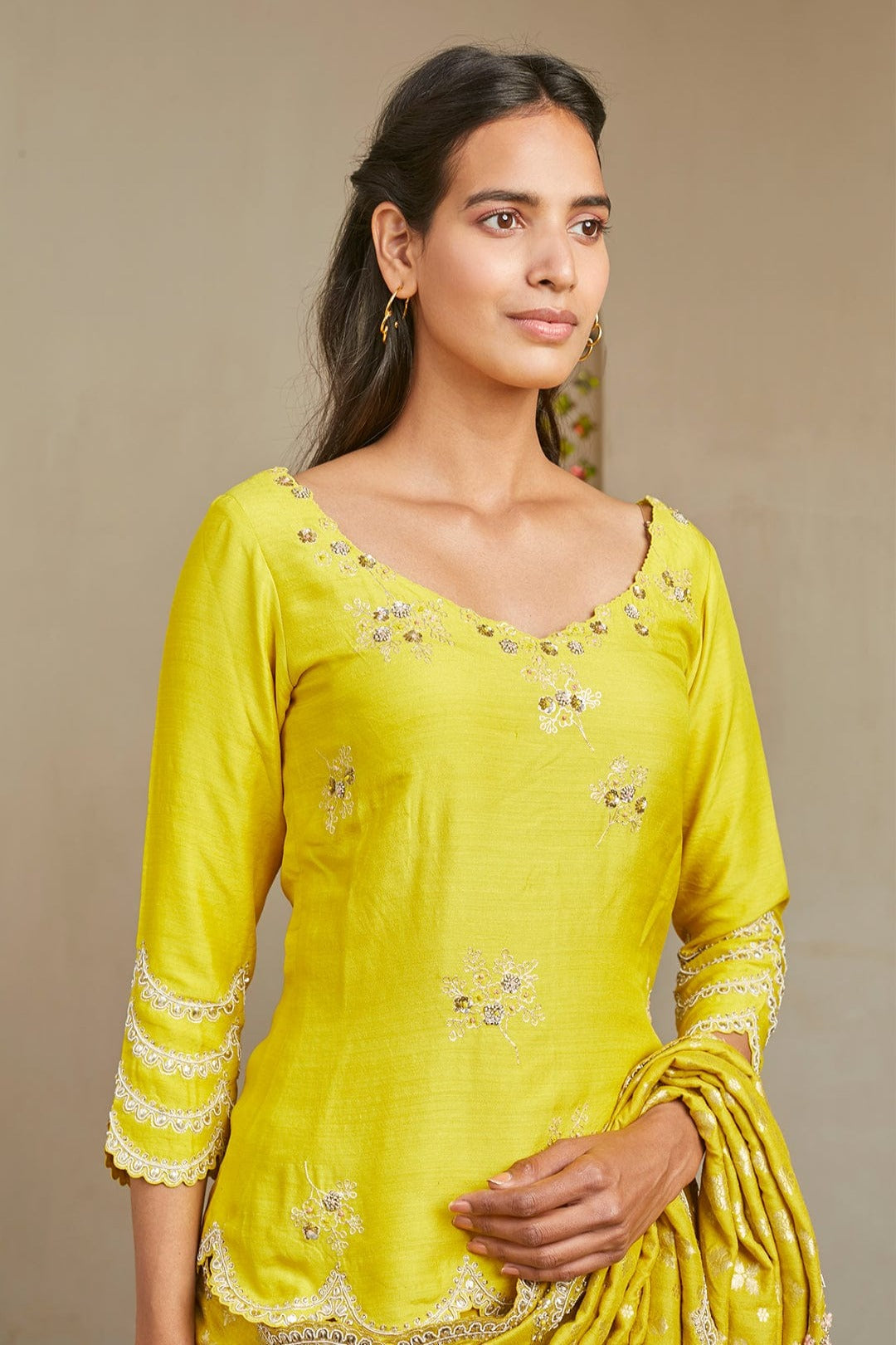 Nargis Embroidered Saree and Long Blouse