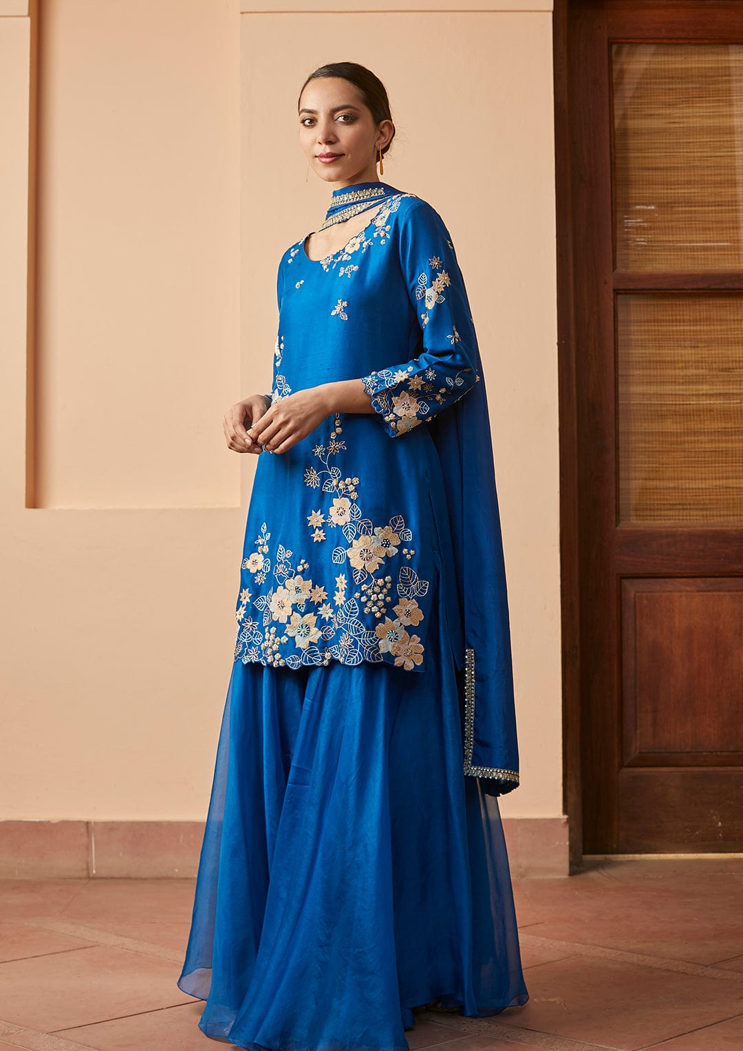 Leher Embroidered Sharara Set
