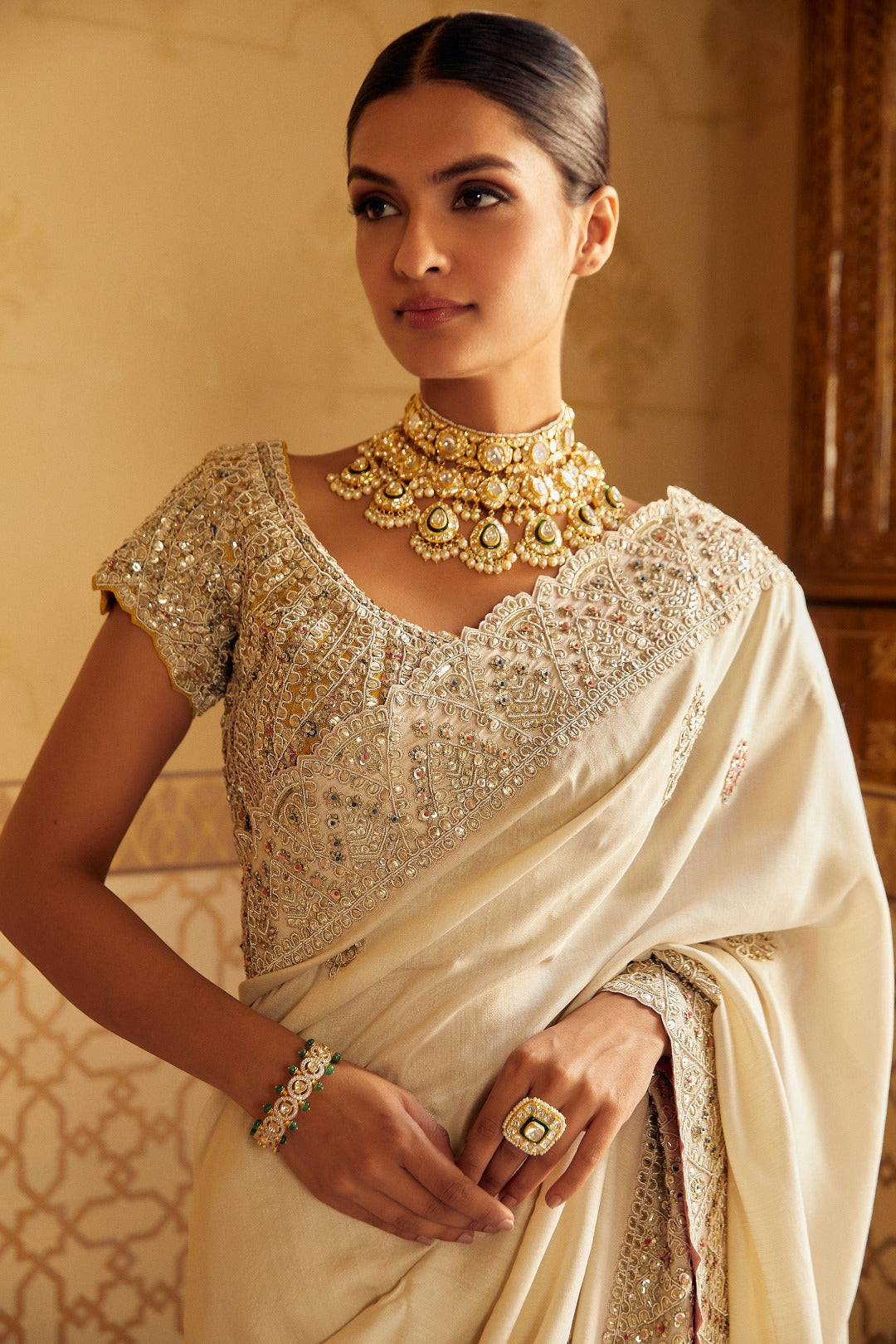 Pearl Embroidered Saree